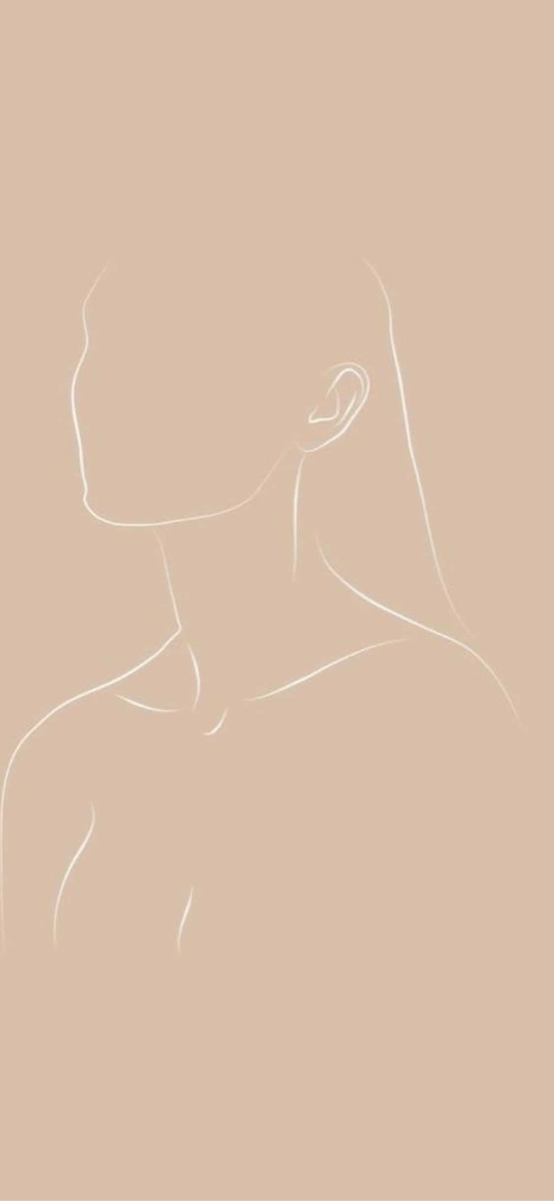 Fundal iPhone X Minimalist cu Artă Liniară a Unei Femei Fundal