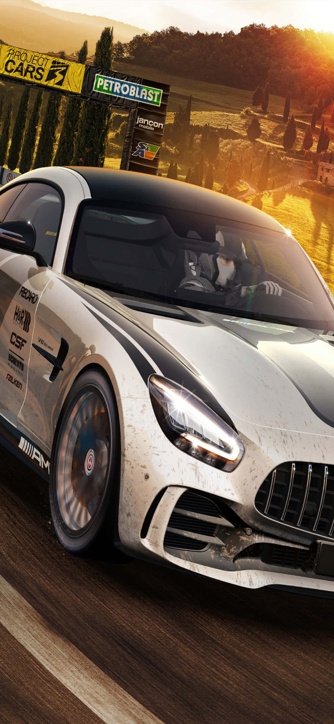 Fundal iPhone X Project Cars Mercedes AMG GT Gri Deschis Fundal