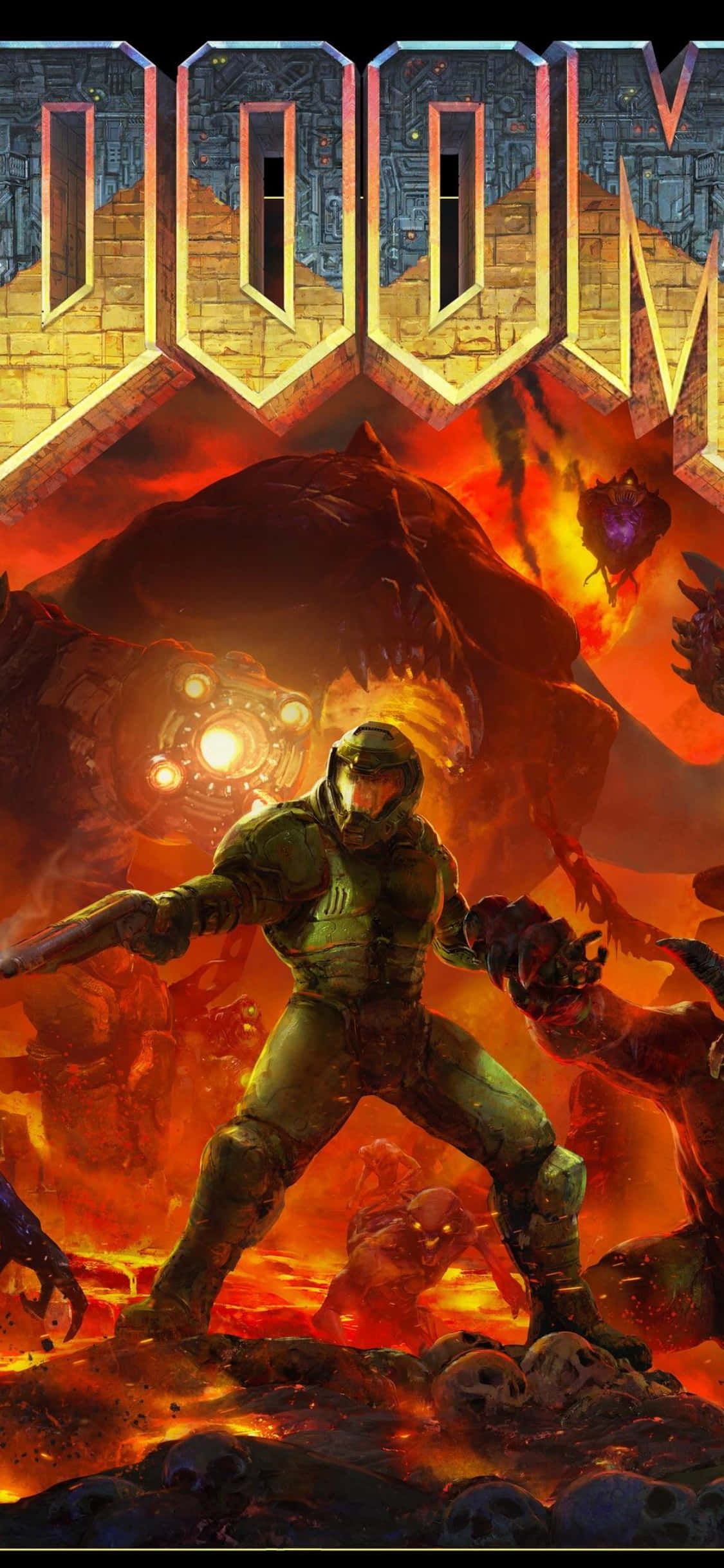 Doom Logo Top iPhone Xs Background Fundal