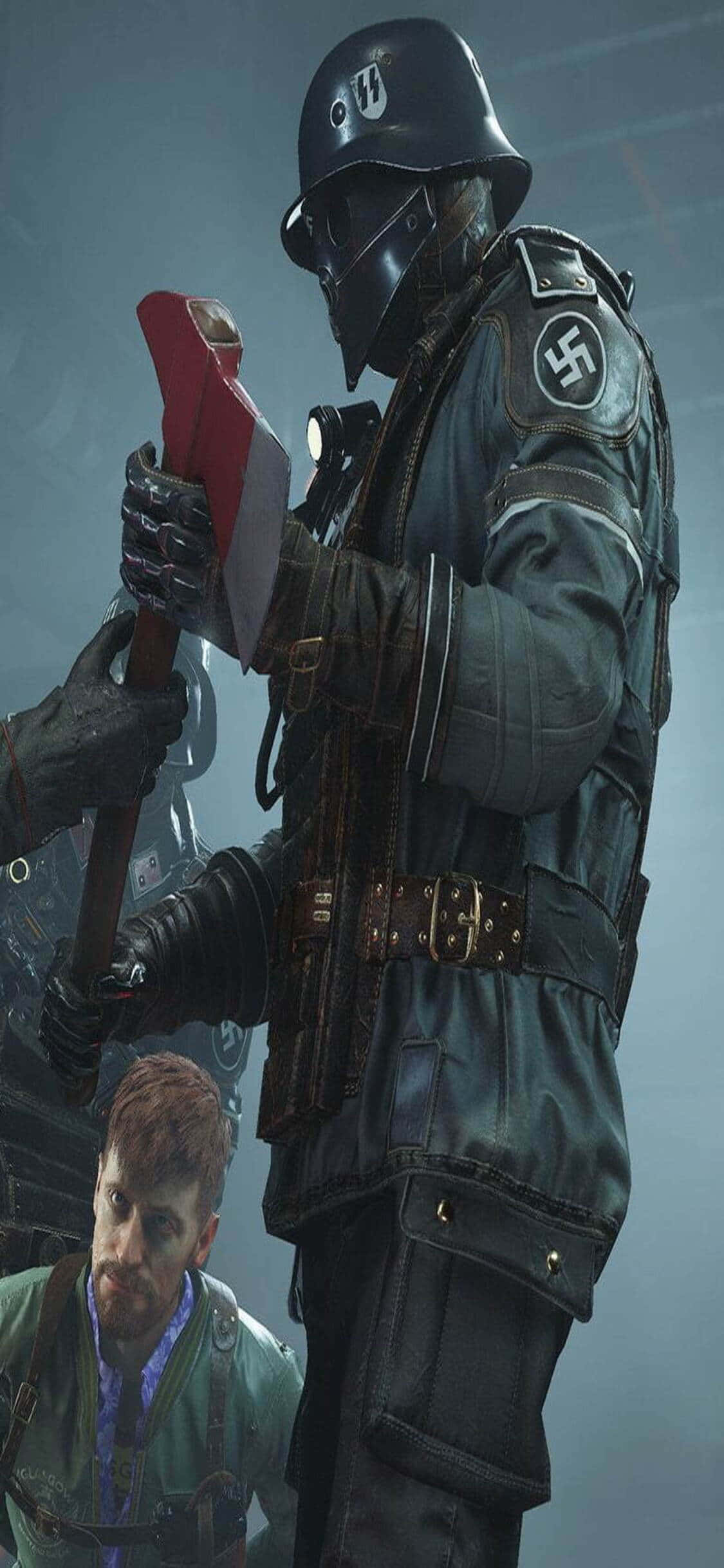 Fundal iPhone Xs Wolfenstein II Soldat Nazi Topor Fundal