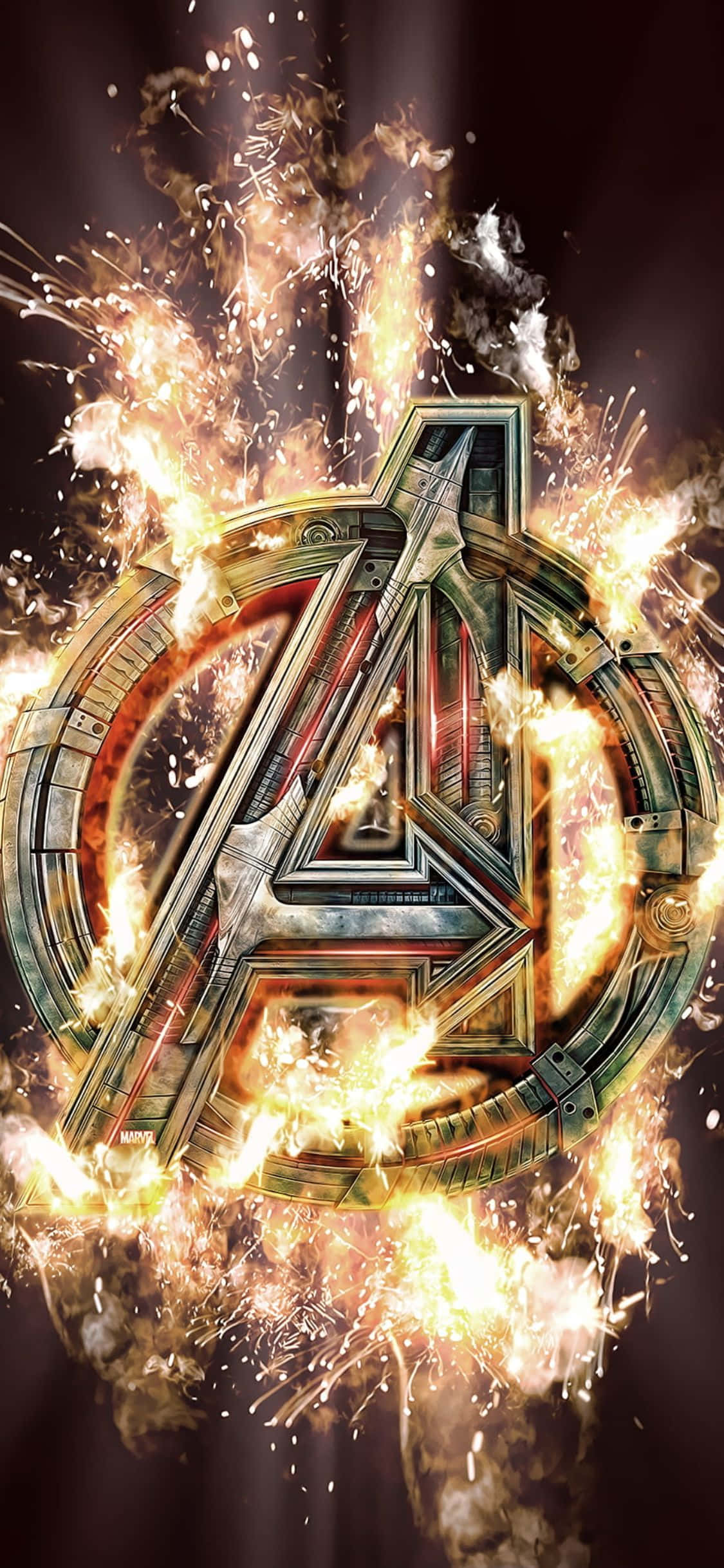 Fundal iPhone XS Avengers Logo Metalic Fundal