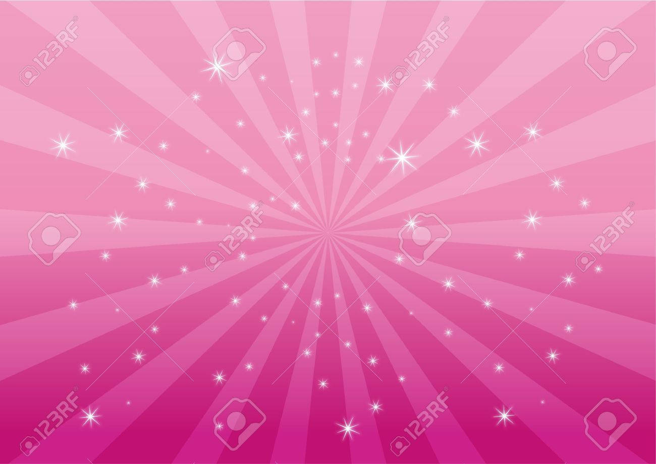 Fundal Kawaii Roz Rotitor cu Stele Fundal