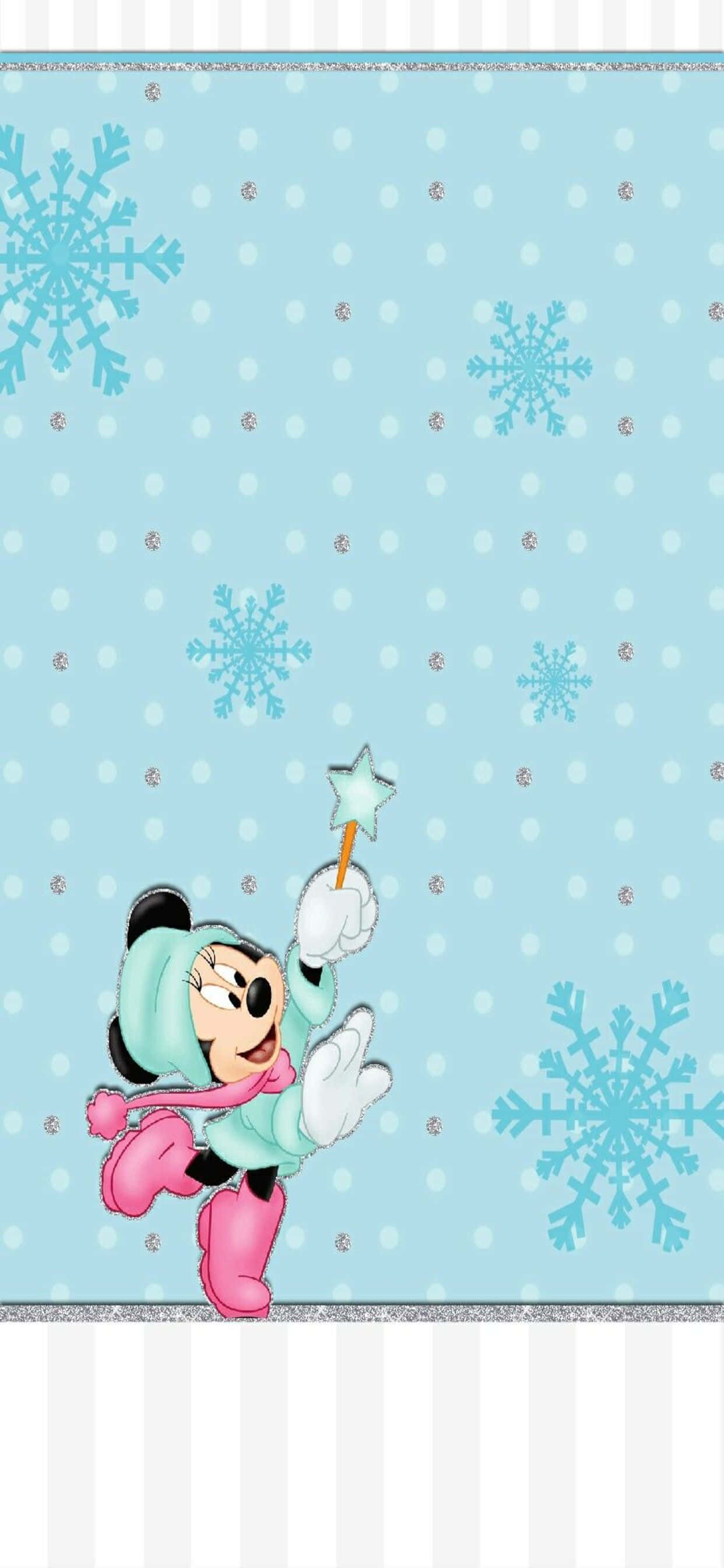 fundal Mickey Mouse cu fulgi de nea Fundal