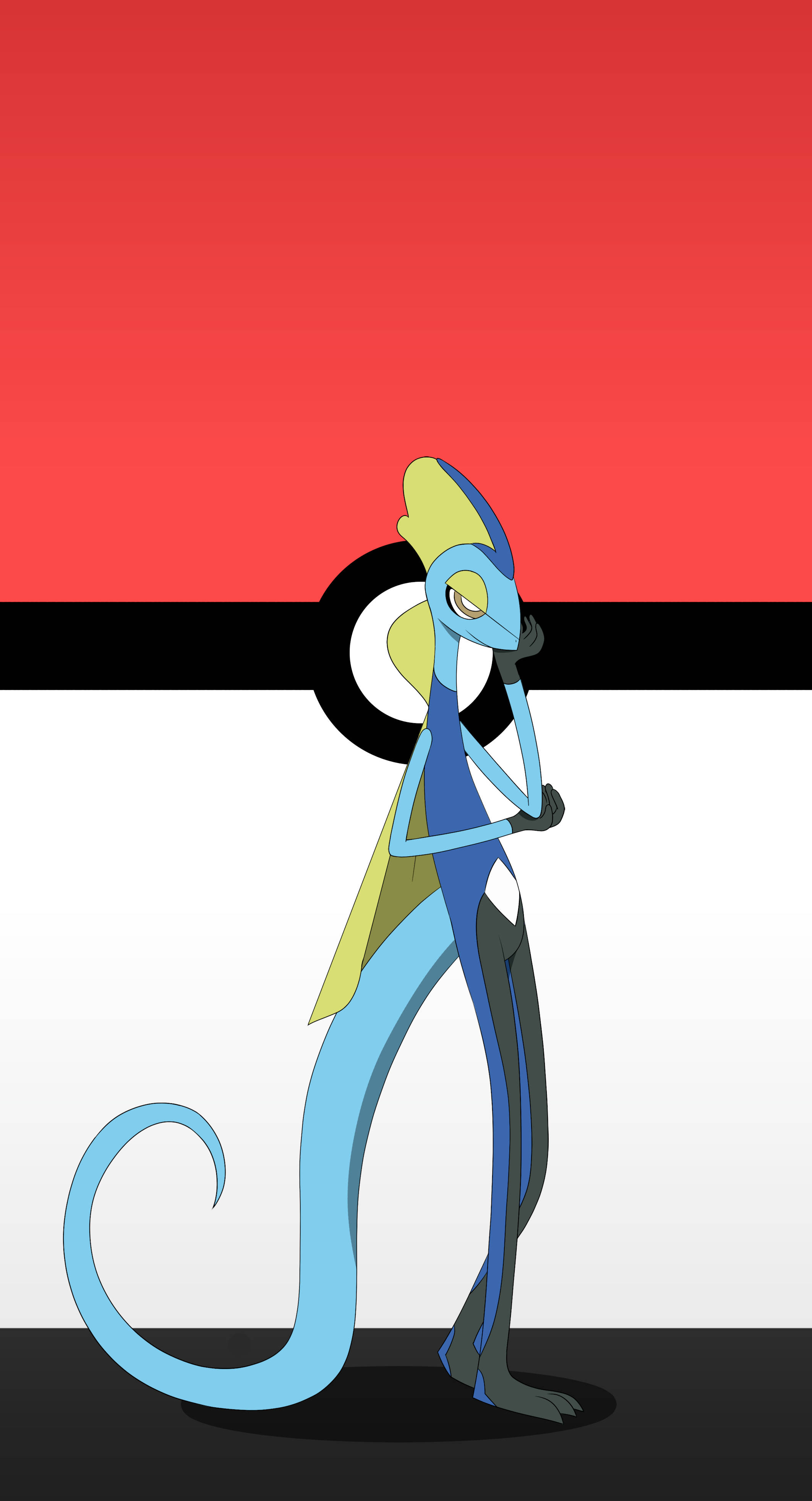 Fundal minimalist Inteleon cu Poké Ball. Fundal
