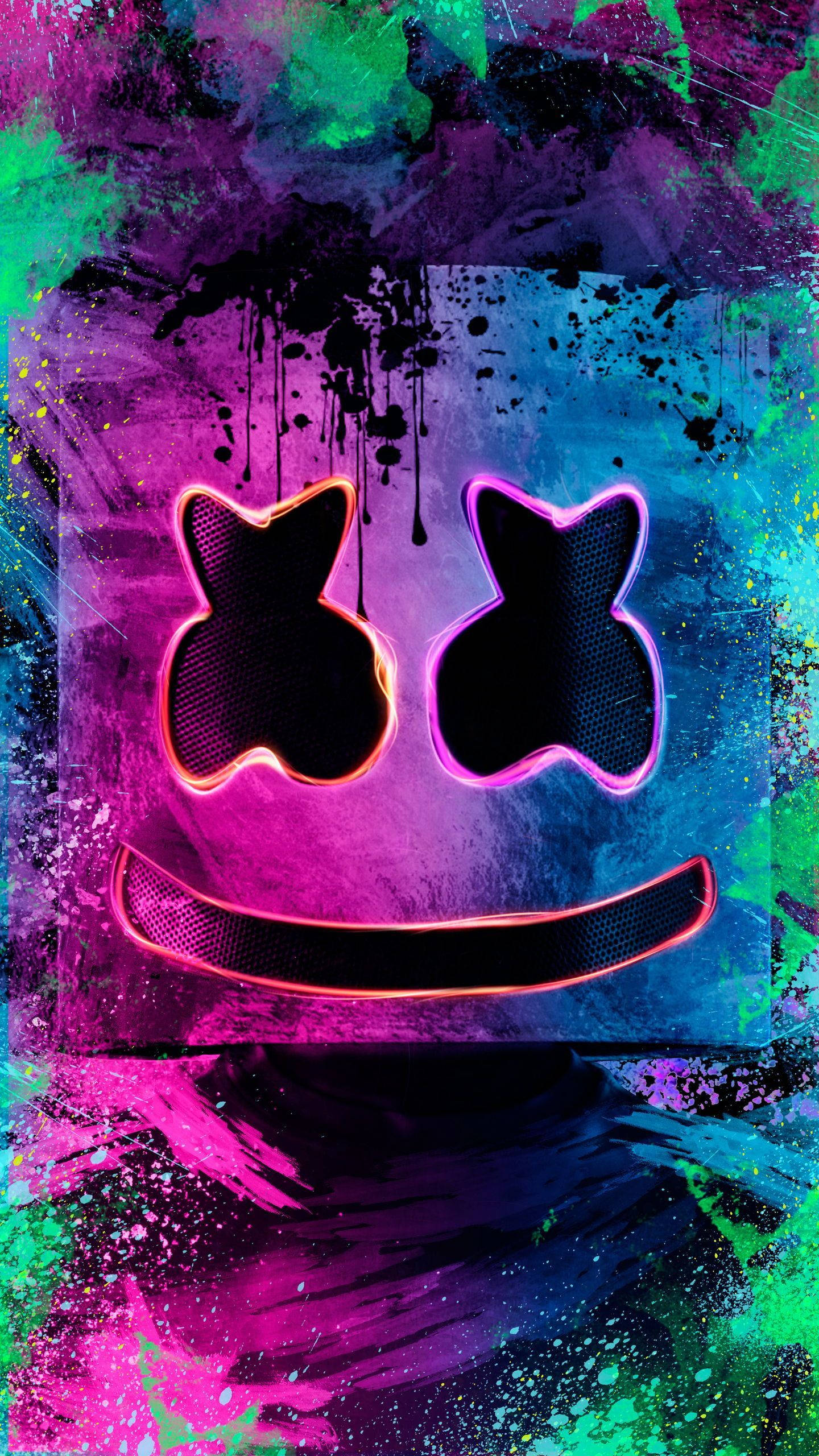 Fundal mov și verde Marshmello HD pentru iPhone Fundal
