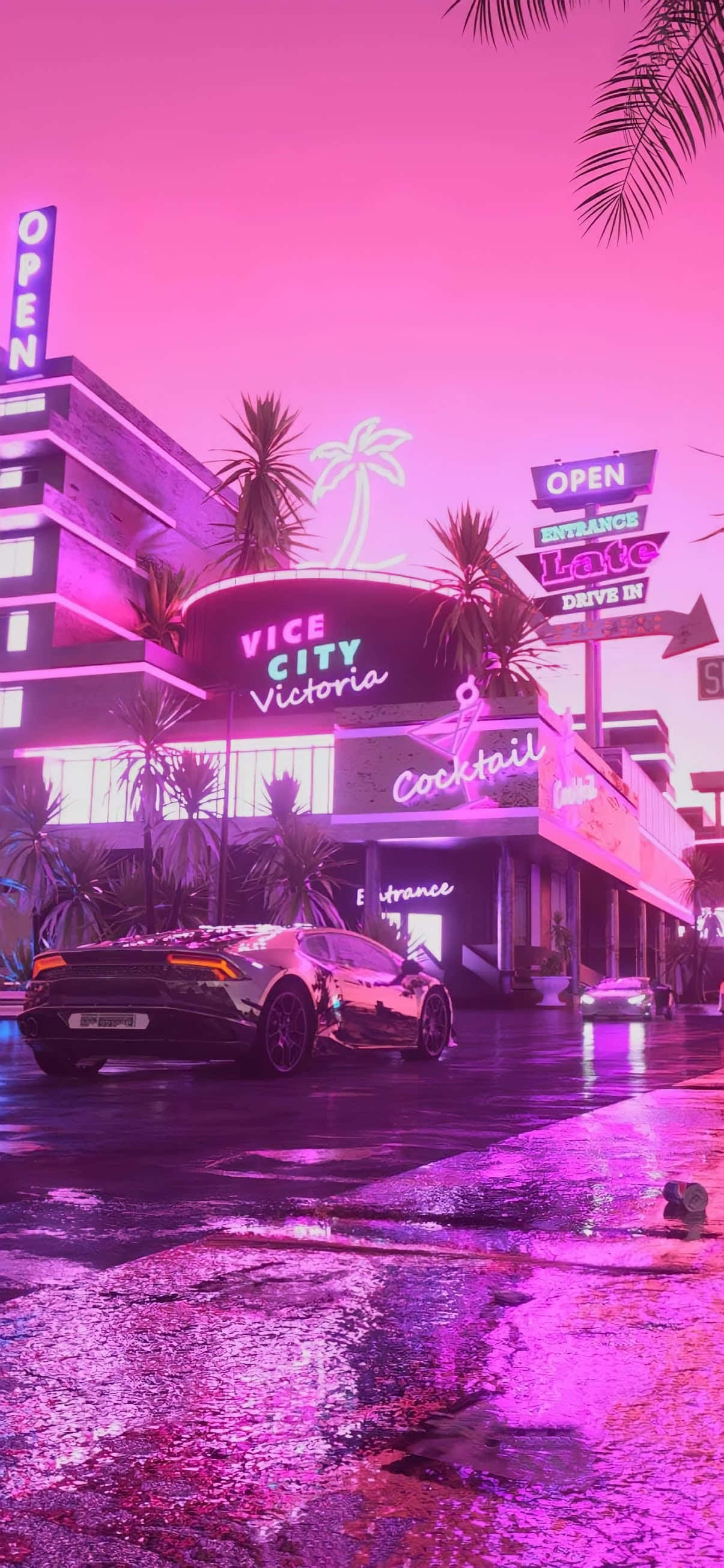 Fundal Neon Roz GTA Vice City Nights Vaporwave Fundal