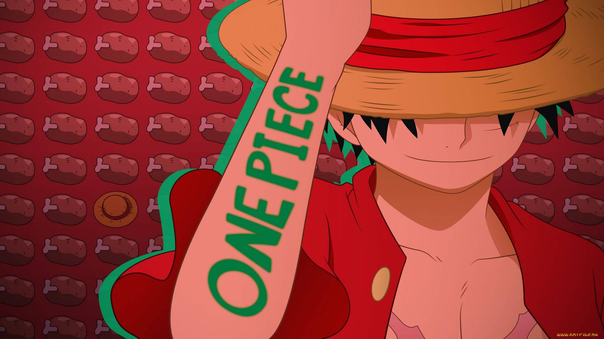 Fundal One Piece cu Model de Carne pentru Desktop Fundal