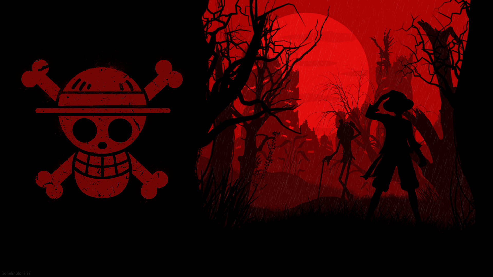 Fundal roșu One Piece pentru desktop Fundal