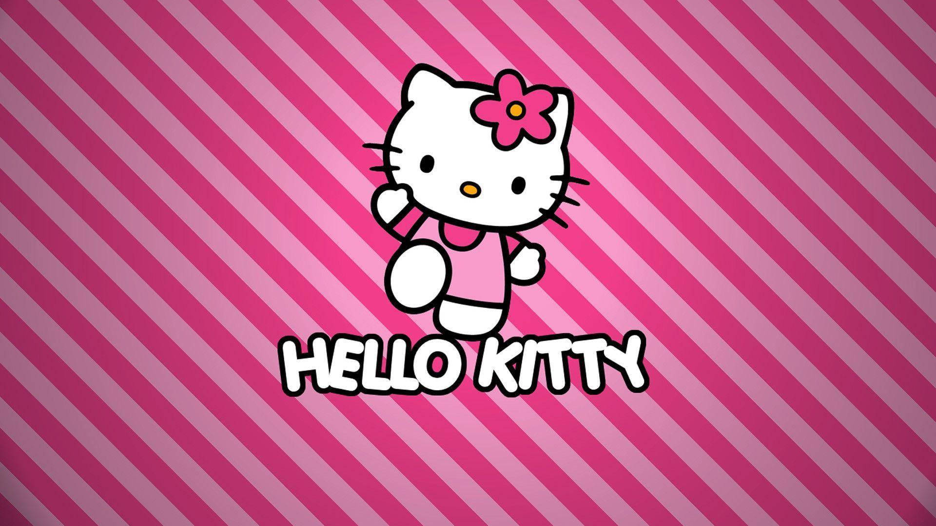 Fundal roz Hello Kitty cu dungi Fundal