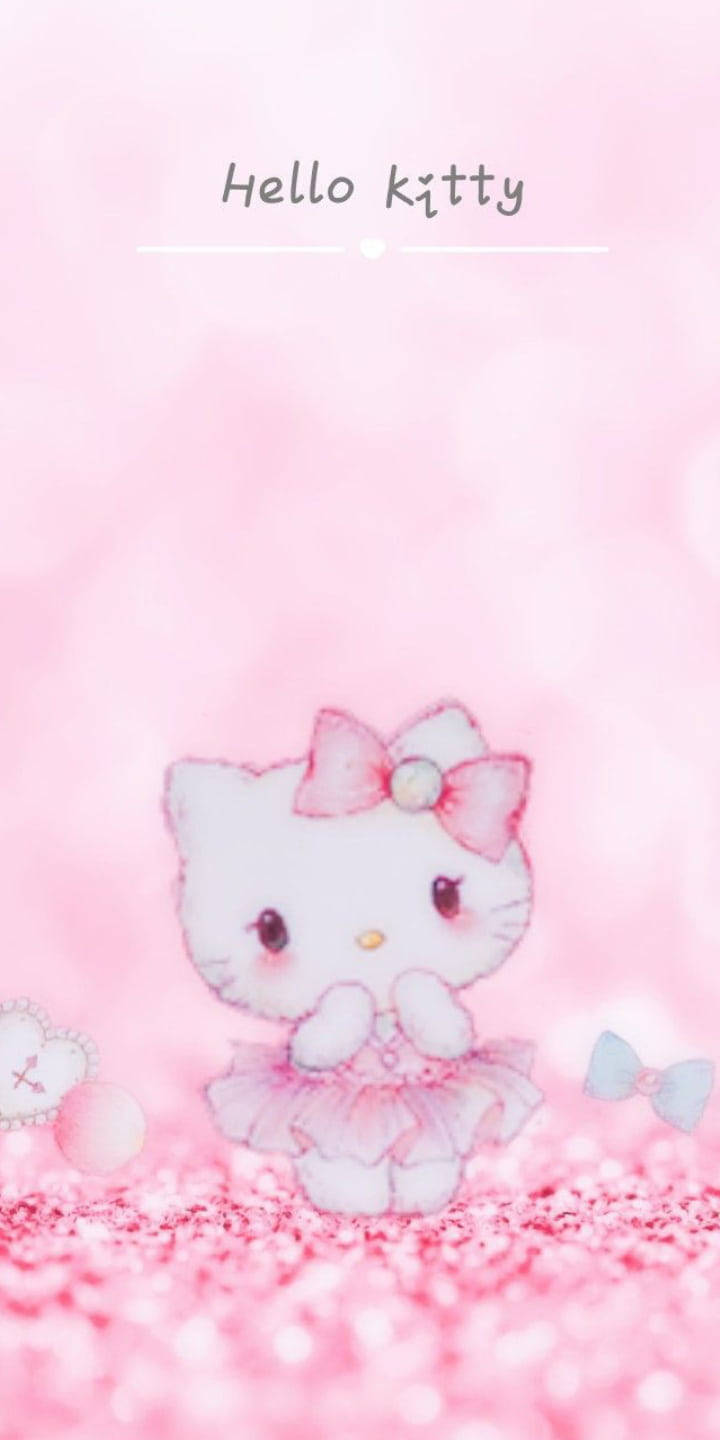 Fundal Roz Visător Hello Kitty cu Efect Neclar Fundal