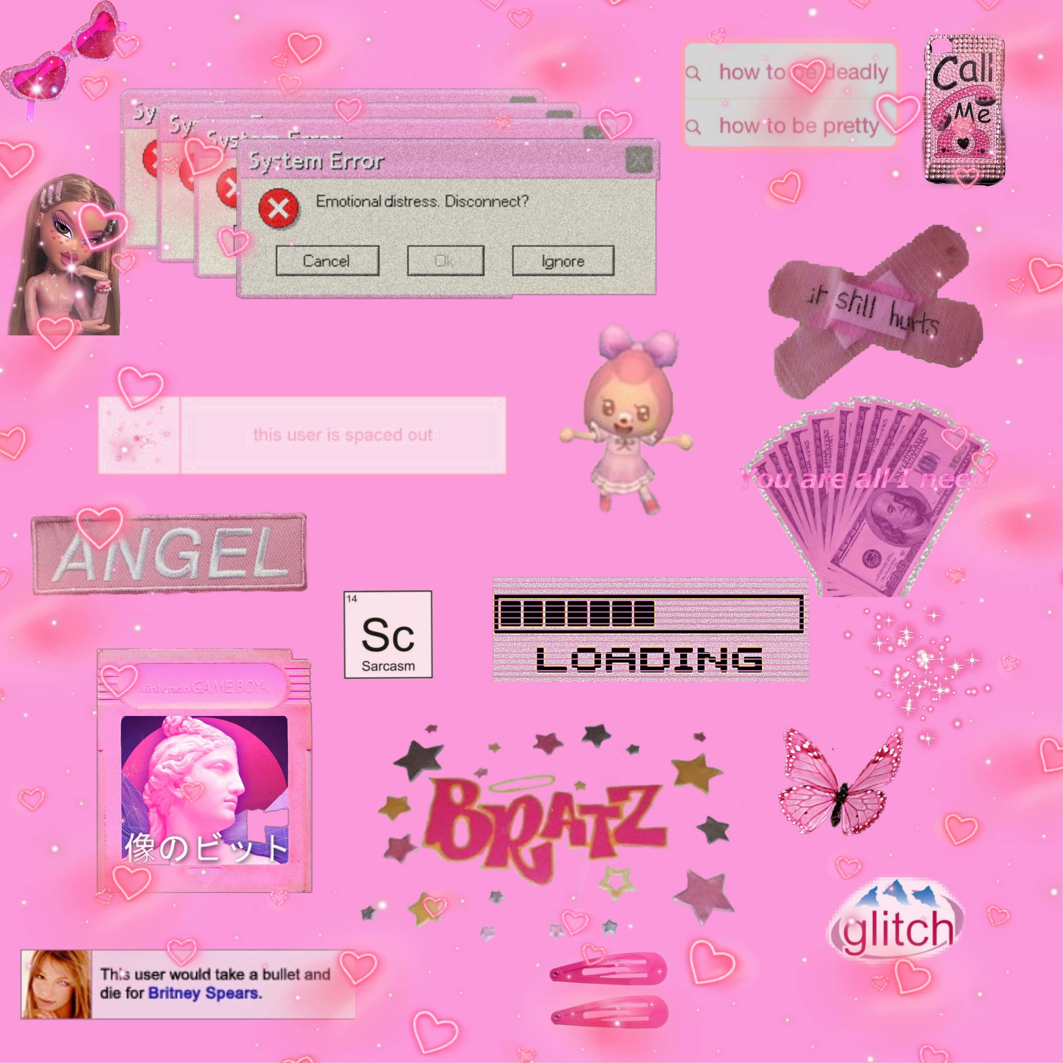 Fundal Roz Y2K Bratz pe Calculator Fundal