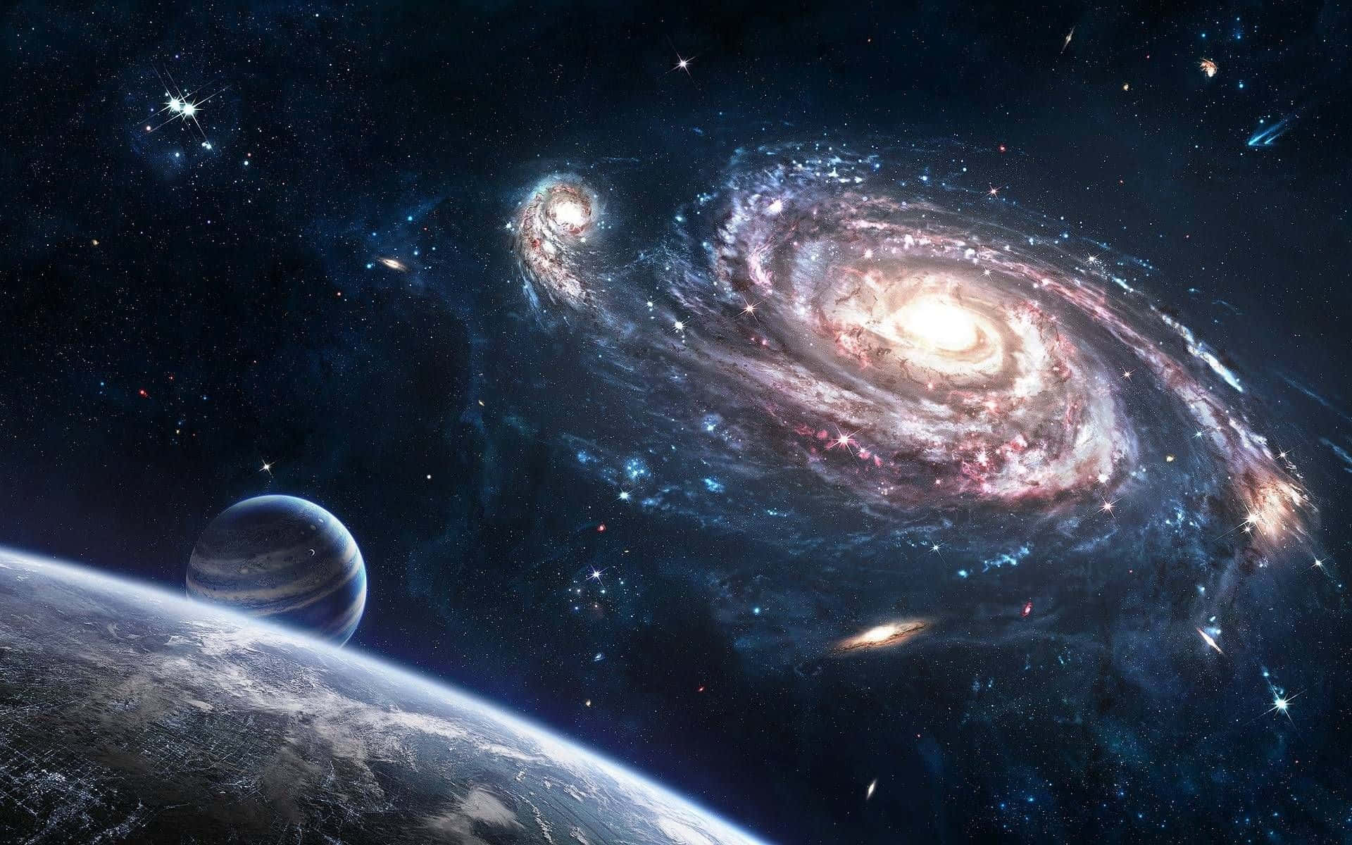 Fundal spațial galactic cu planetă Fundal
