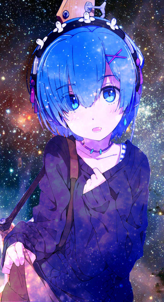 Fundal telefon galaxie cu Rem din Re:Zero Fundal