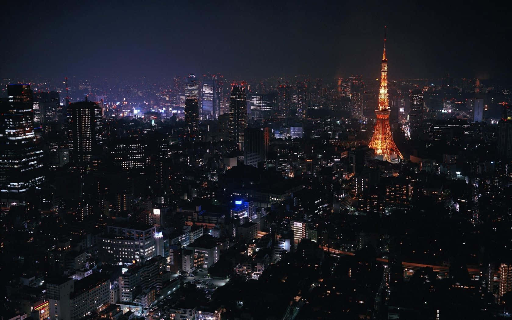 Fundal Tokyo Vedere Urbană în Tonuri Întunecate Fundal