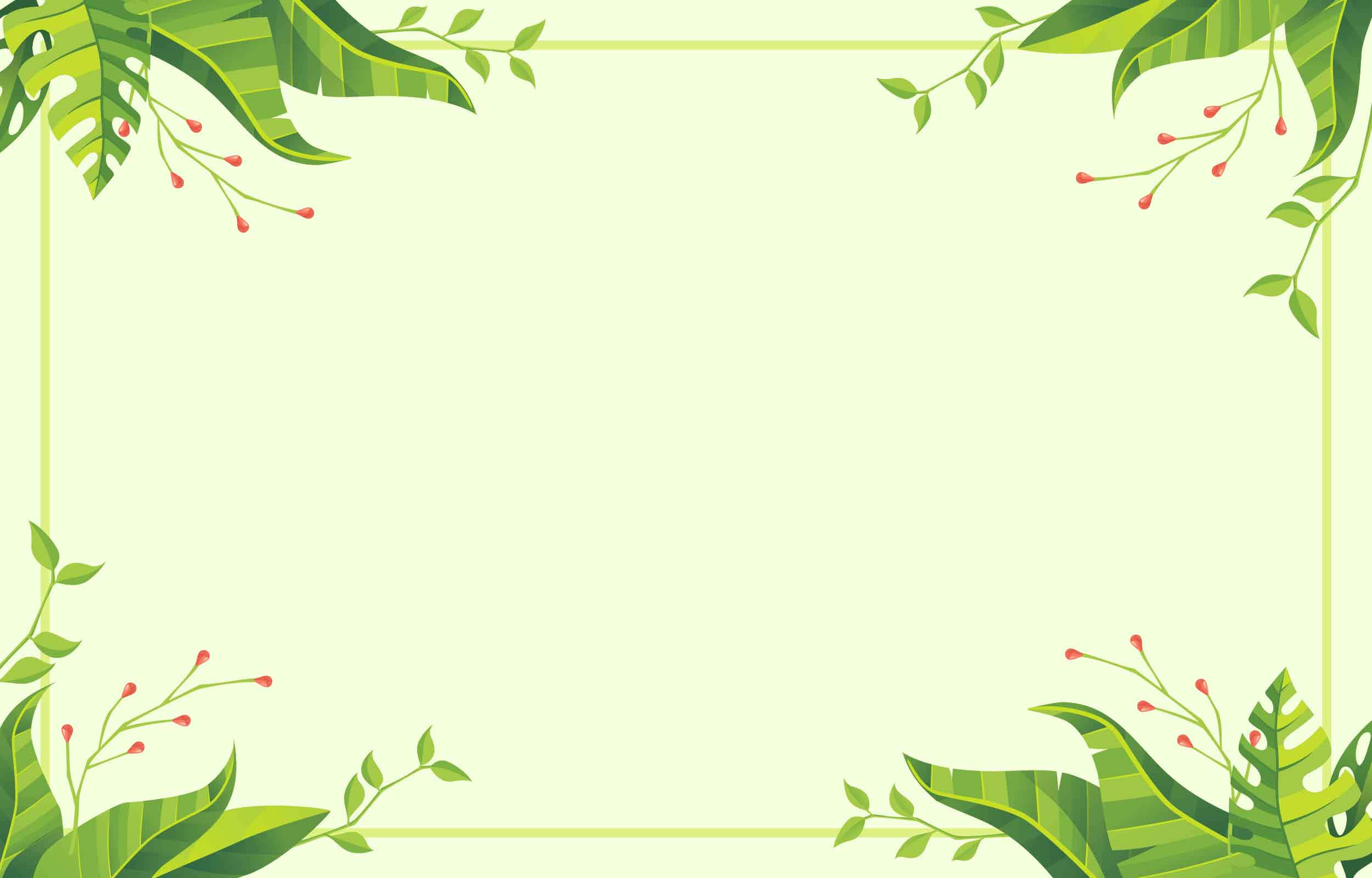 Fundal Verde Deschis cu Frunze și Flori Fundal