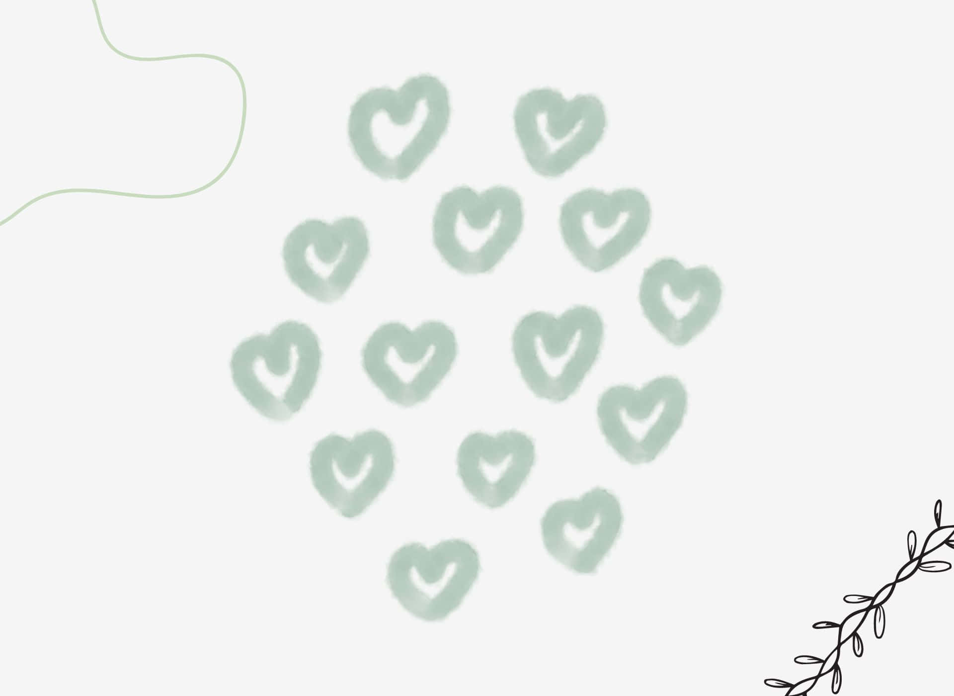 Fundal verde estetic cu inimioare Fundal