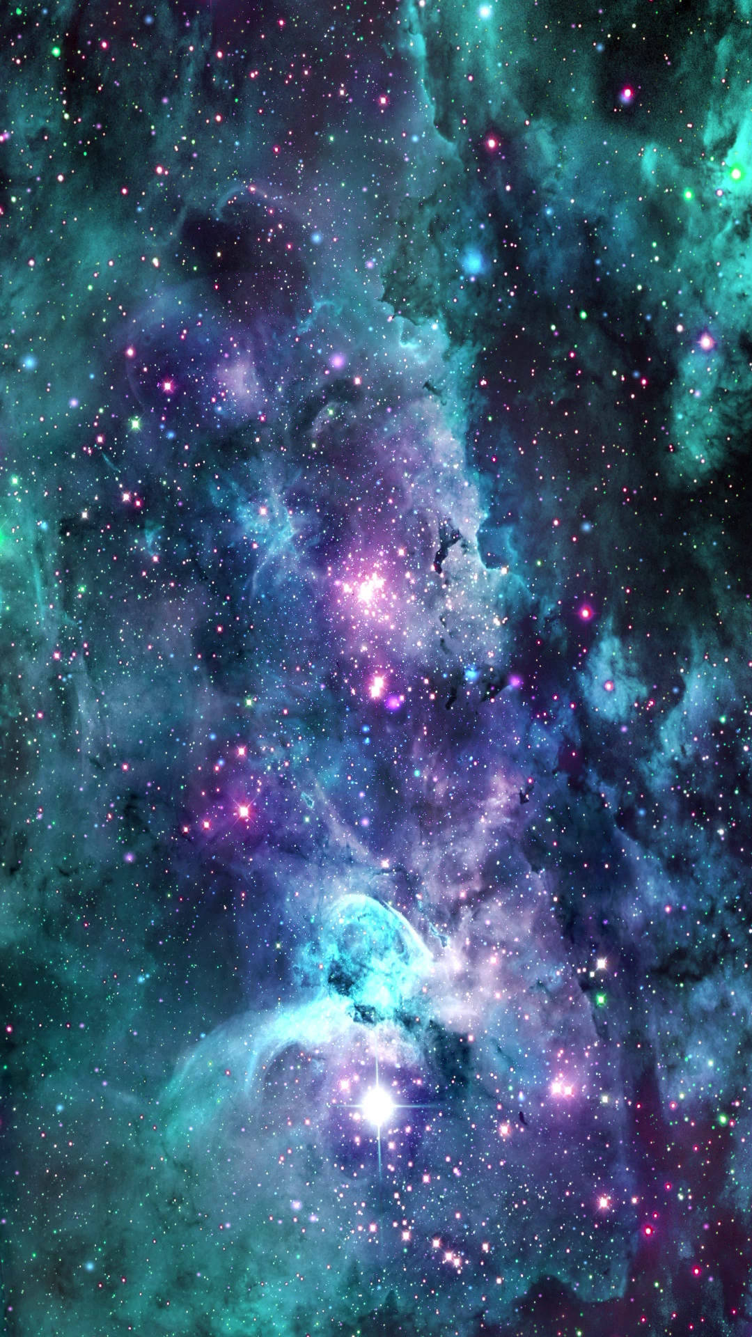Fundal viu cu galaxie turcoaz și violet Fundal