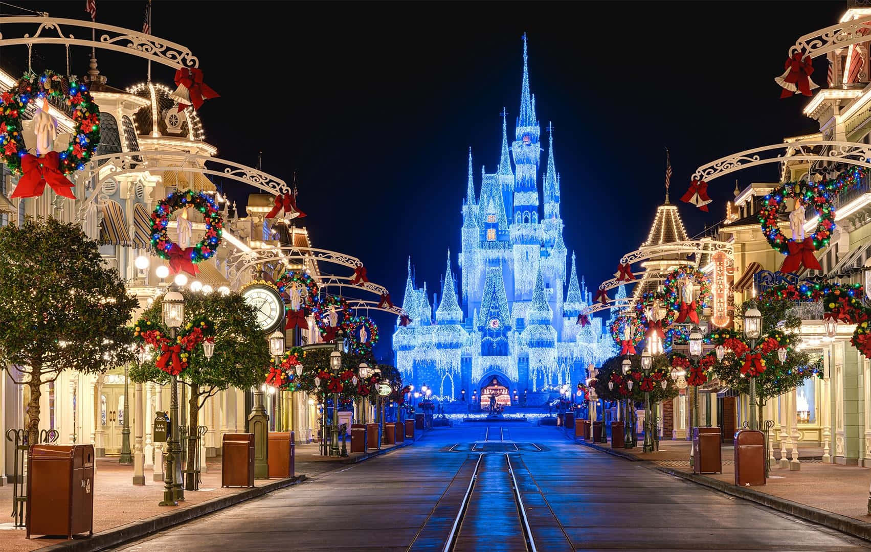 Fundal Zoom de Crăciun cu Rezortul Walt Disney World Fundal