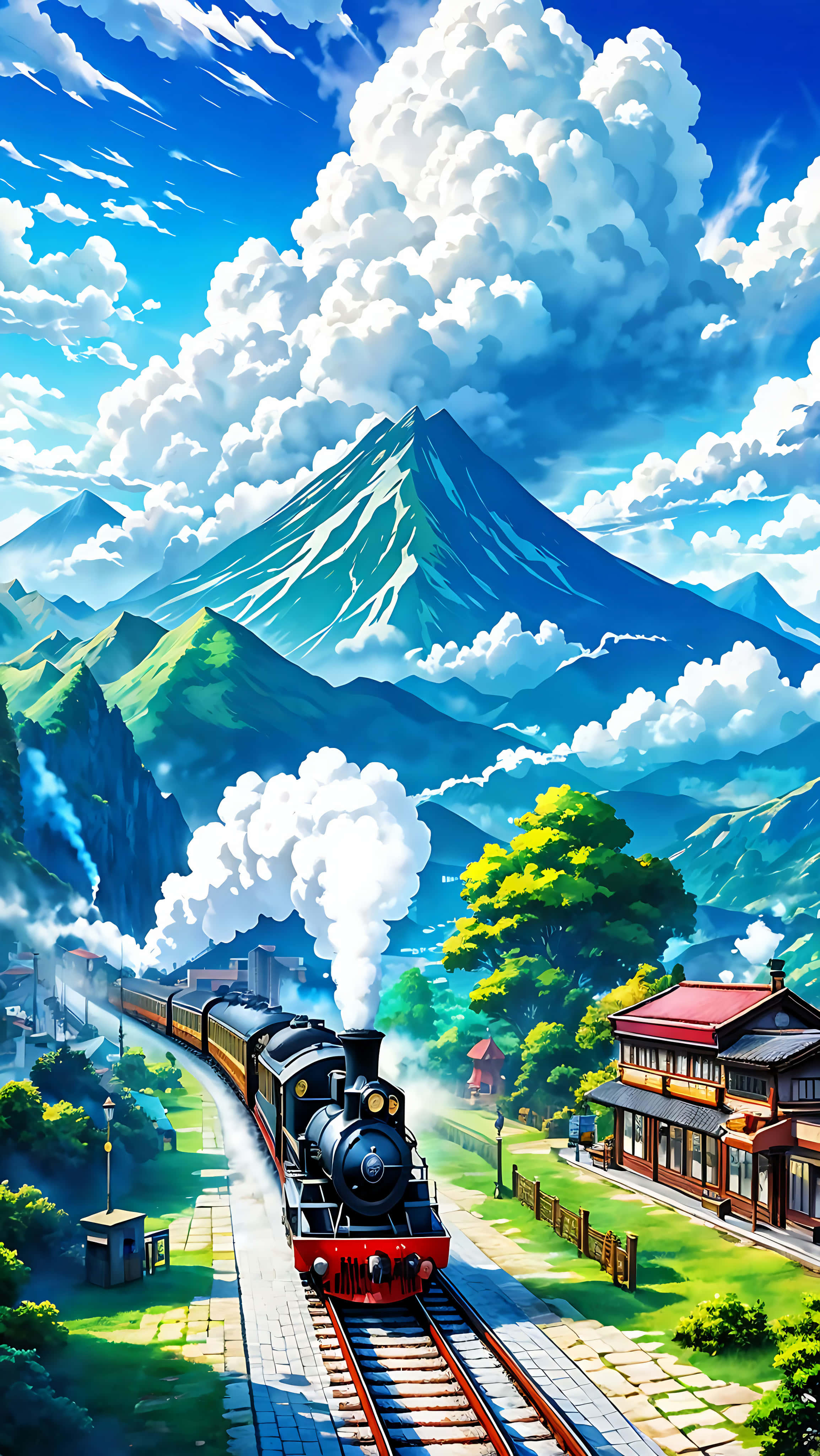 fundaluri anime natură tren lofi Fundal