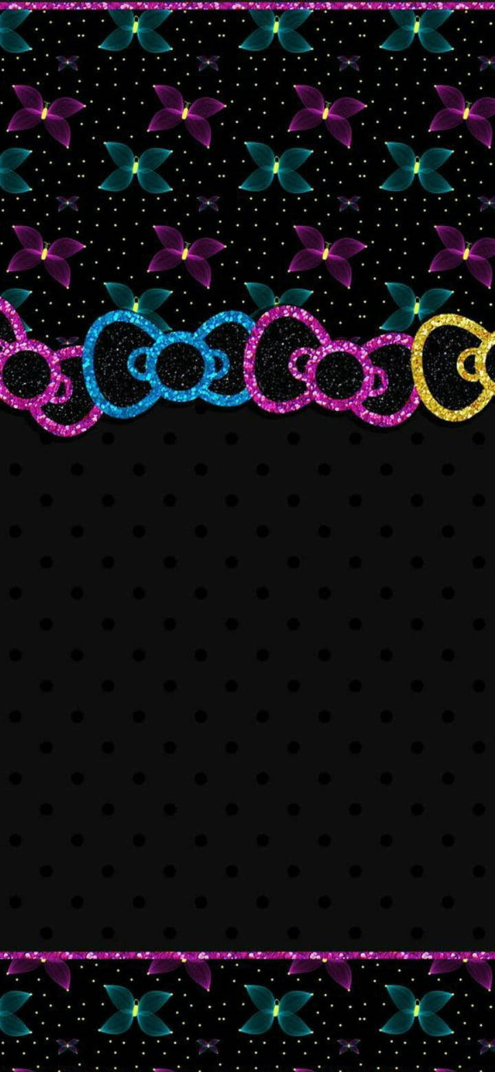 Fundițe Negre Hello Kitty Fundal