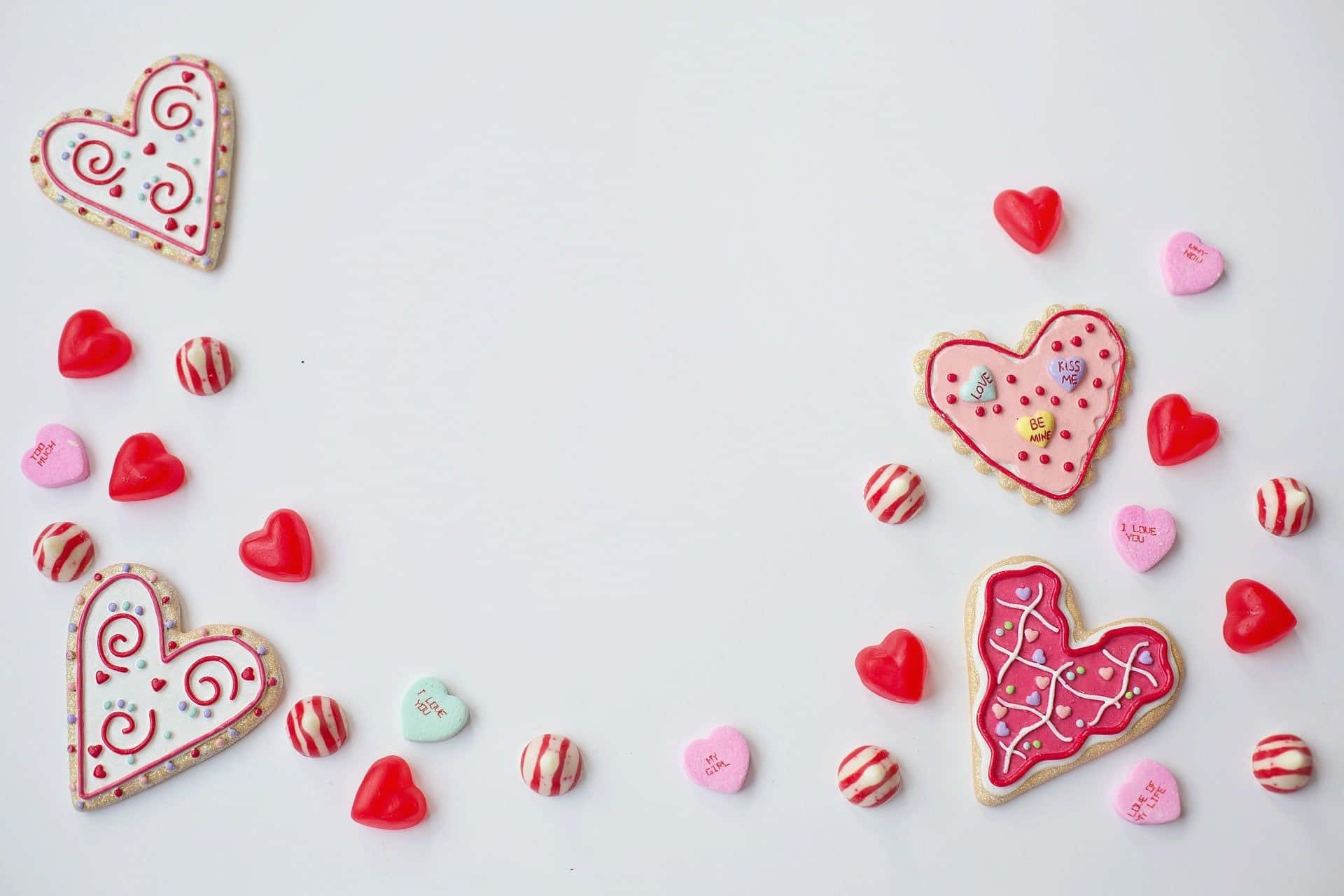 fursecuri de Valentine's Day pe fundal alb Fundal