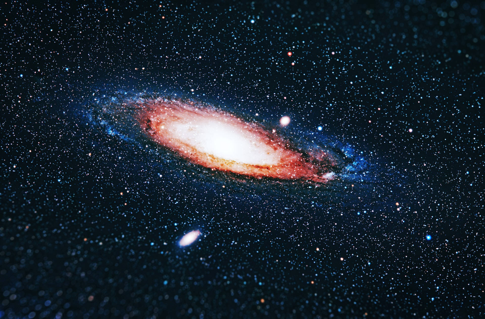 Galaxia Andromeda în Spațiul Negru Fundal