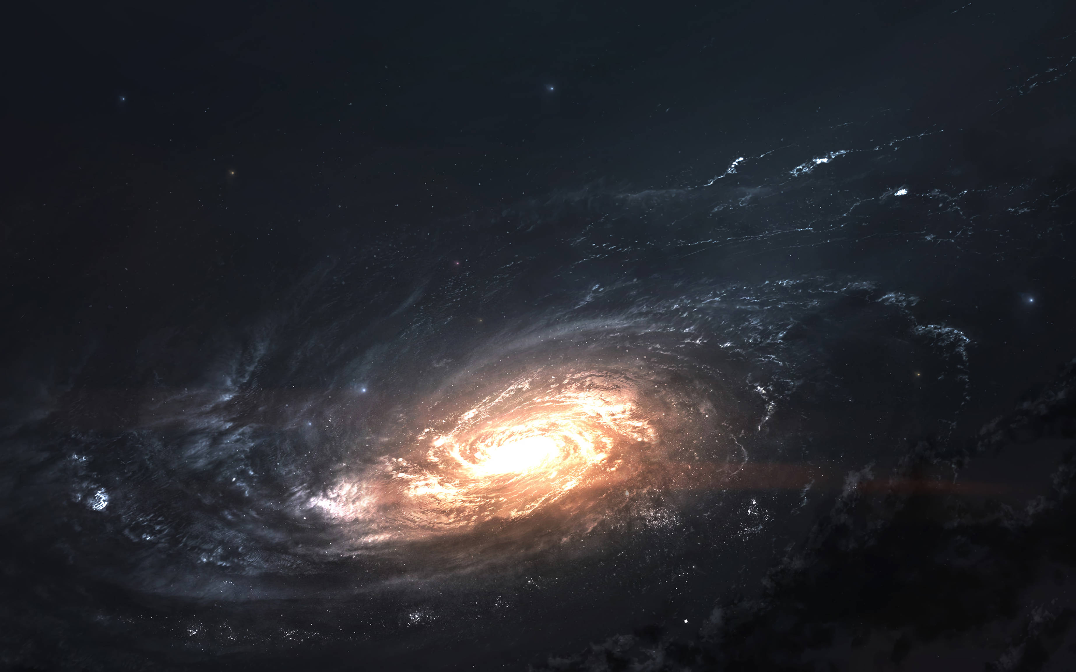 Galaxia Andromeda strălucitoare și colorată iluminând spațiul cosmic Fundal