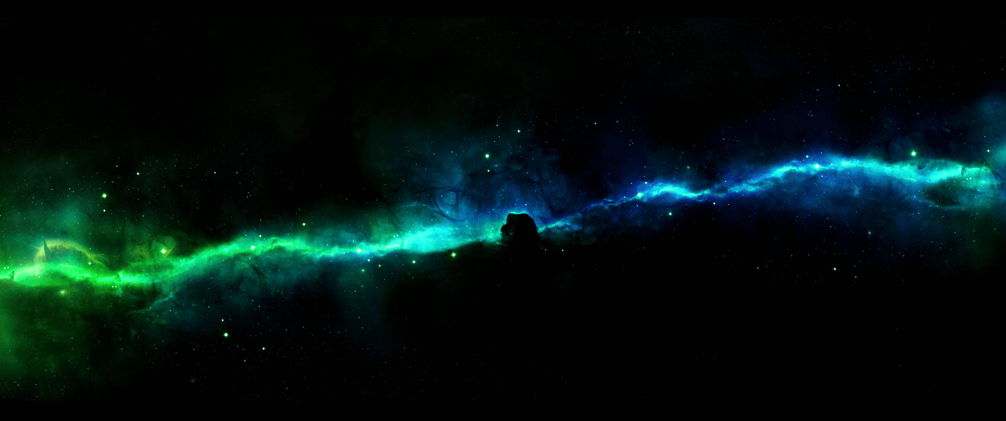 Galaxie albastră și verde strălucitoare Fundal