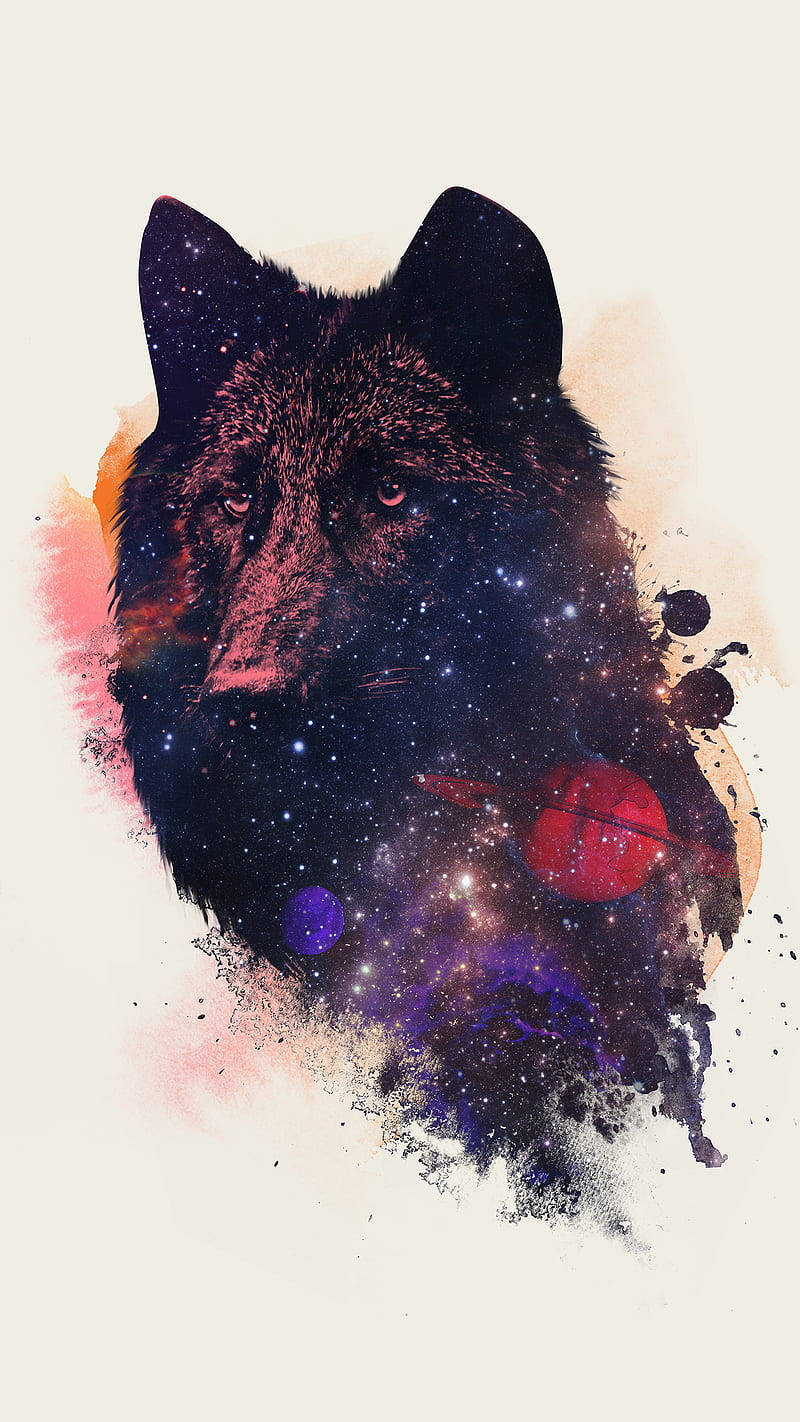 Galaxie cool cu corpuri cerești pe lup Fundal