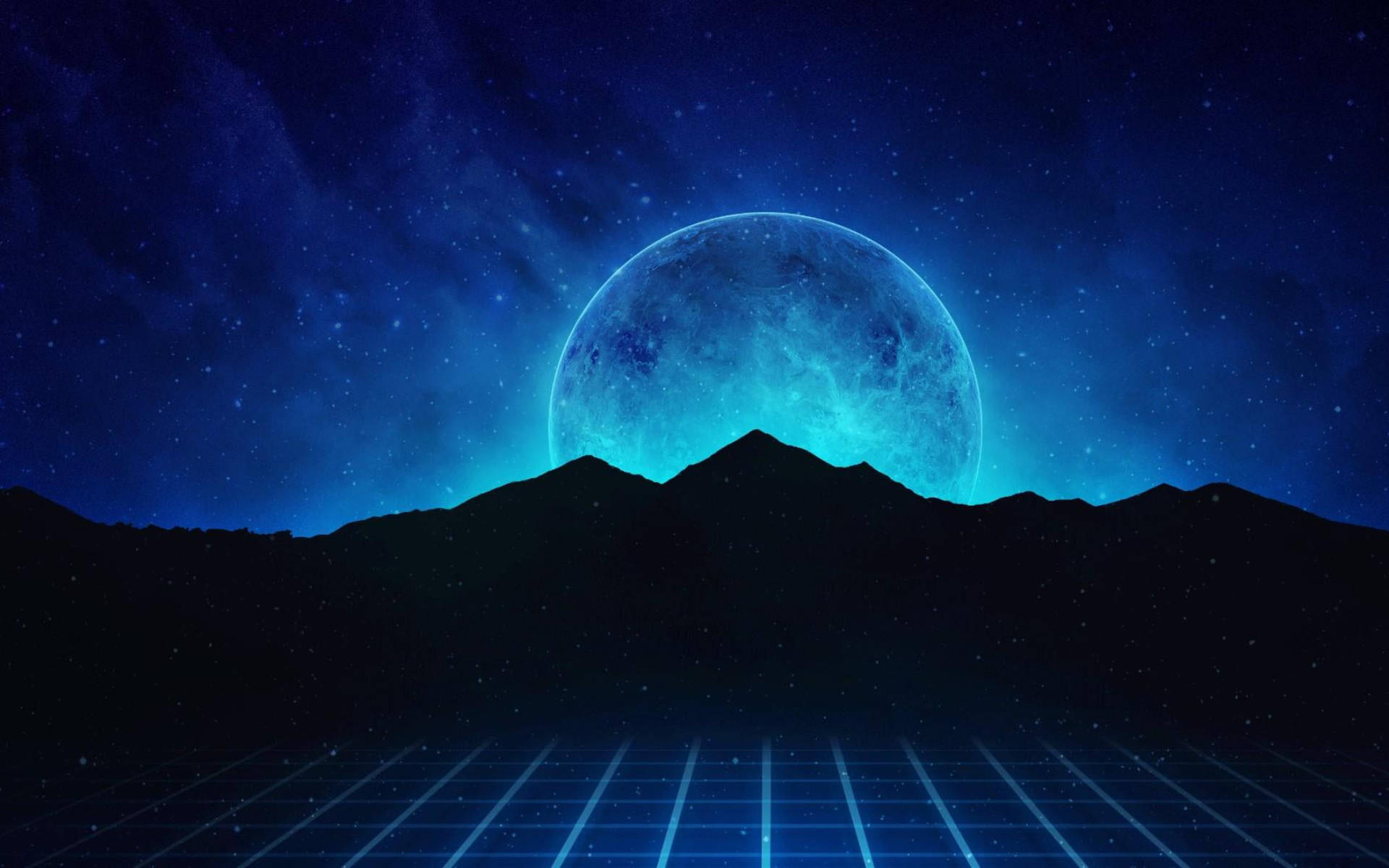 Galaxie Lună Munte Vaporwave Fundal