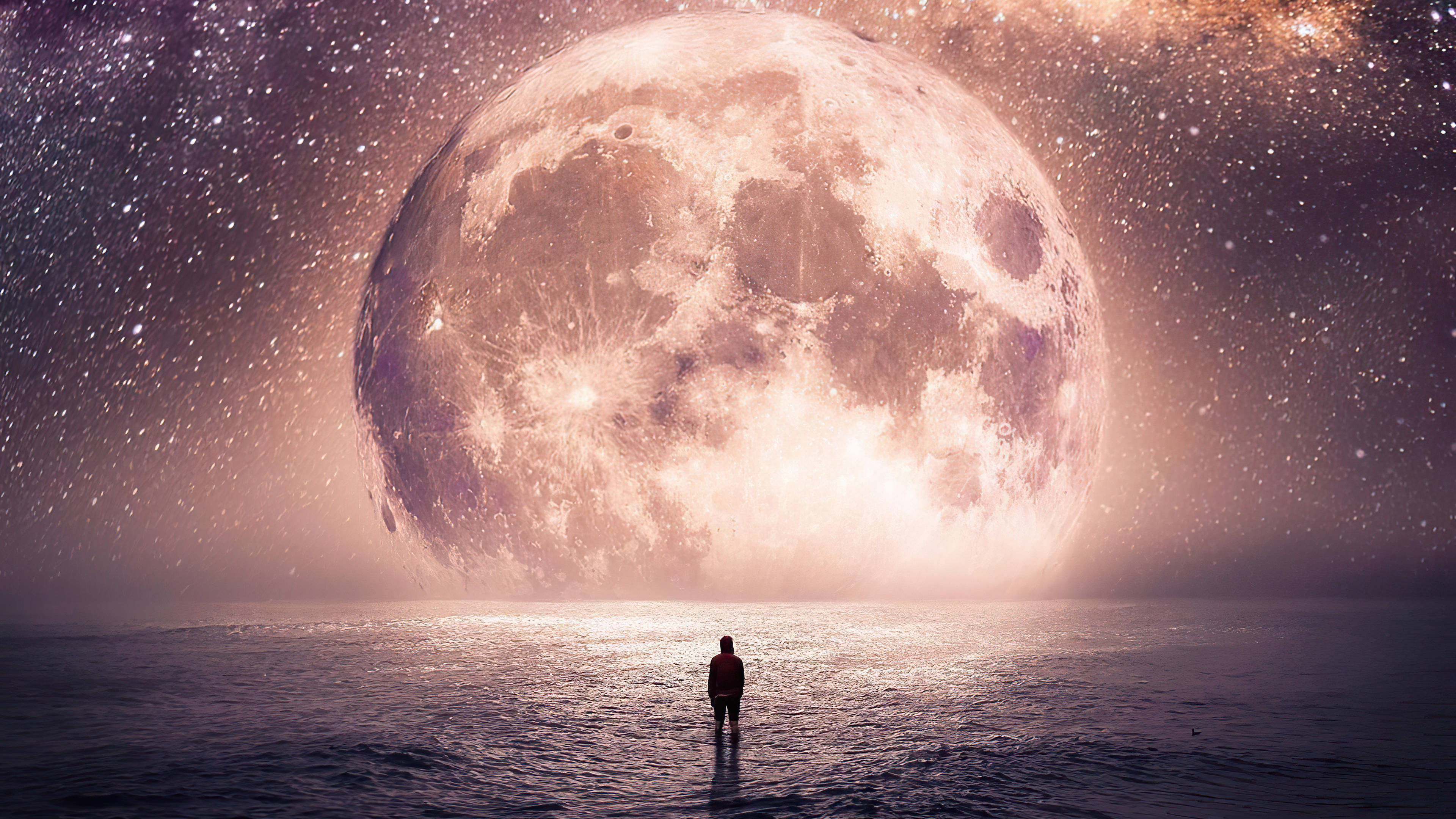 Galaxie, Lună și Mare Fundal