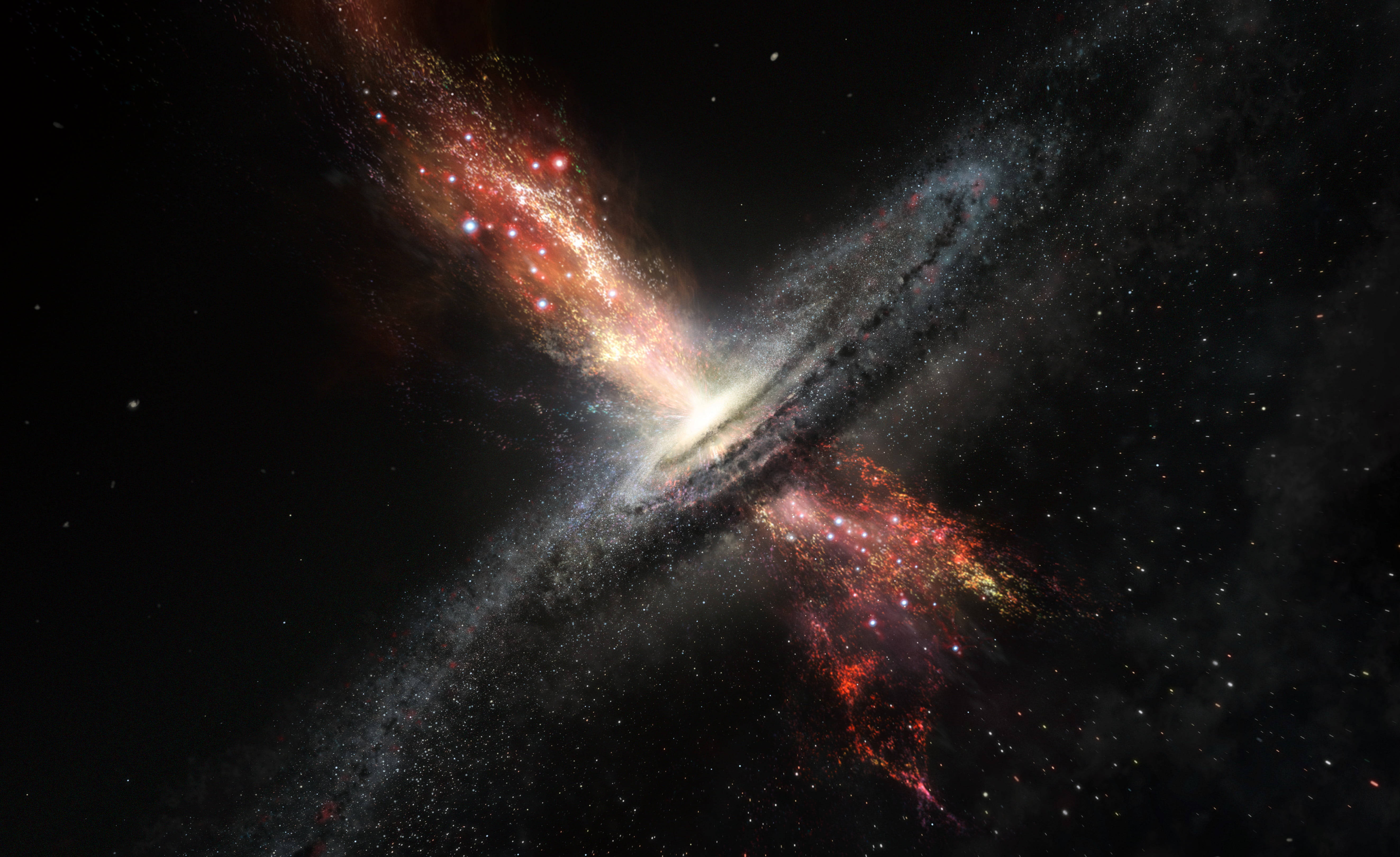 Galaxie neagră care ejectează material Fundal