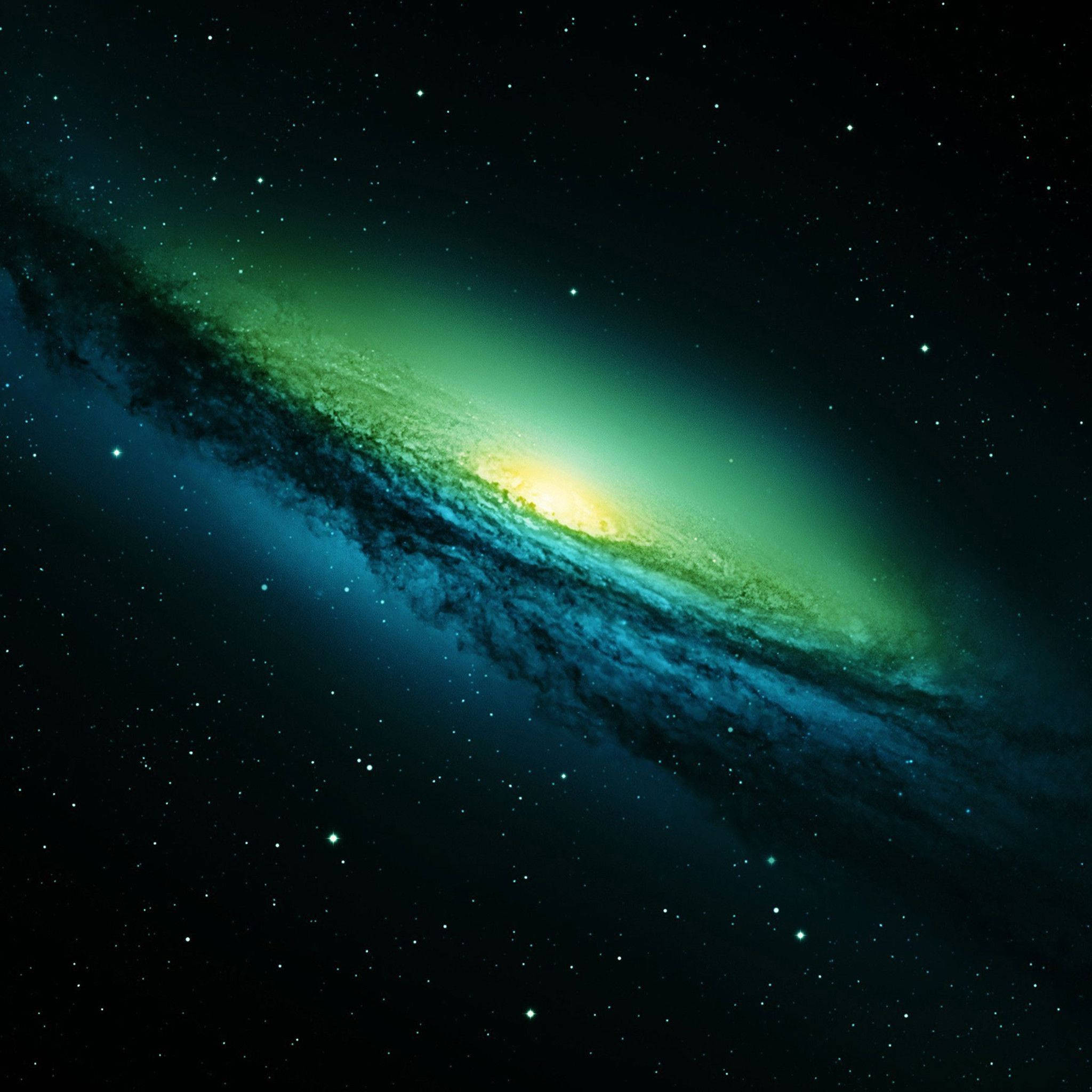 Galaxie verde strălucitoare pe iPad gratuit Fundal
