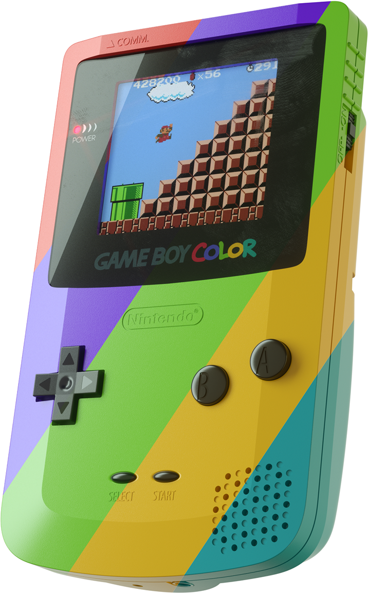 Game Boy Color colorat care joacă Mario Fundal