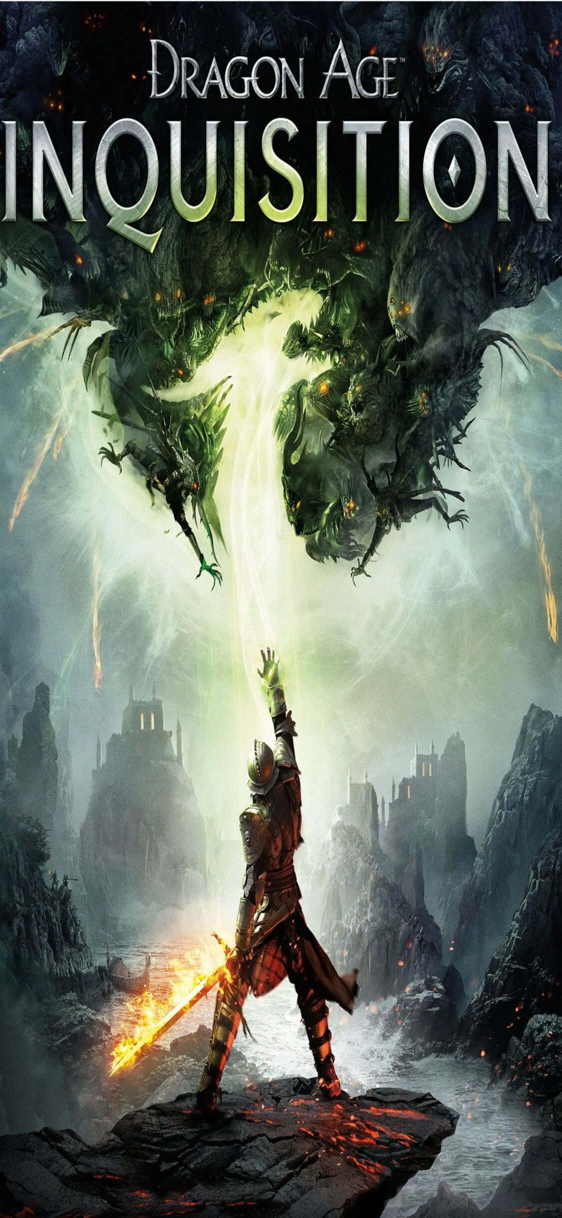 Joc Intens pe iPhone Xs cu Dragon Age Inquisition Fundal