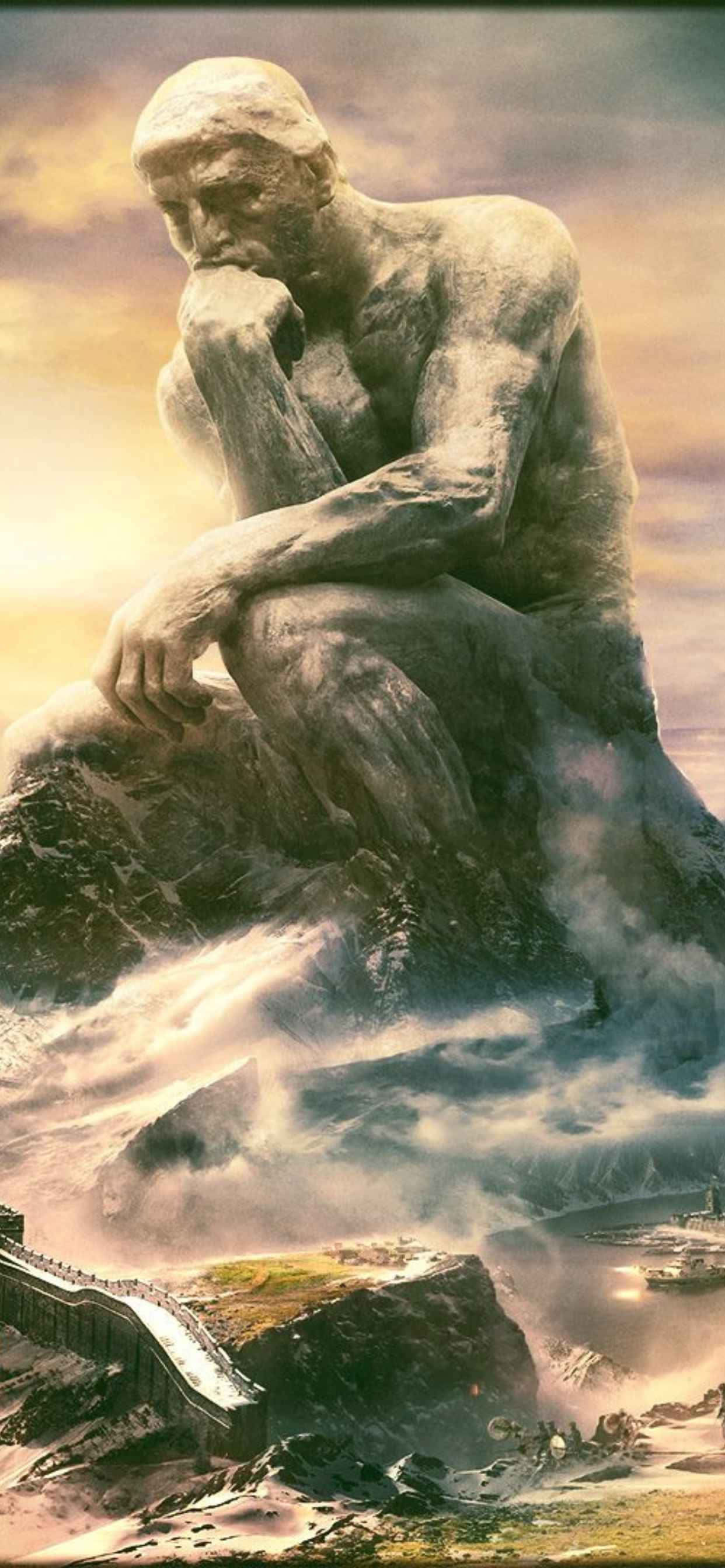 gânditorul - o statuie pe un munte Fundal
