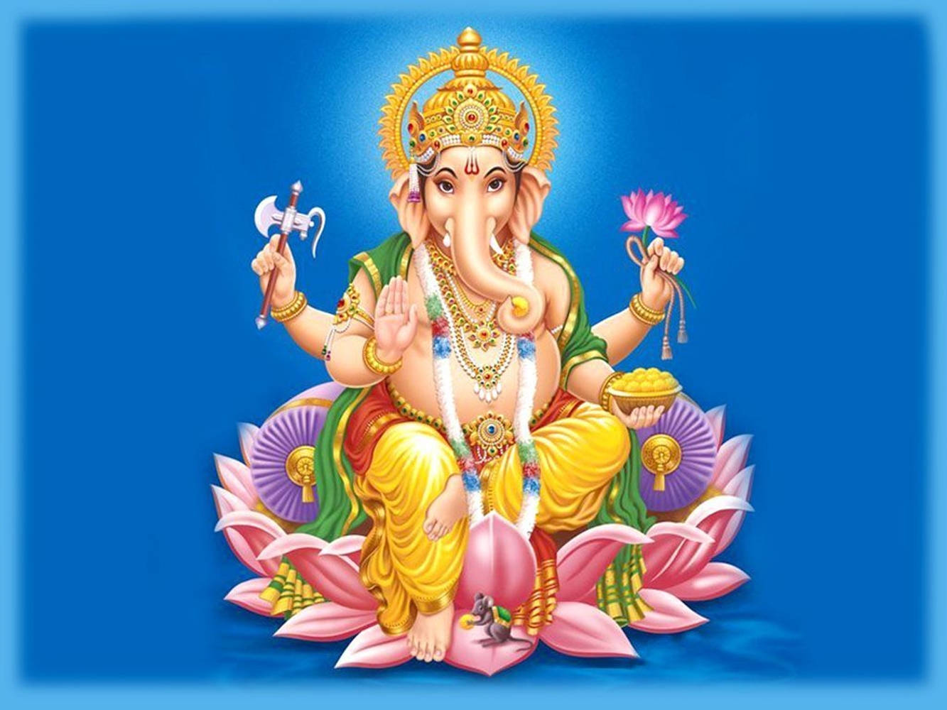 Ganesh pe tron de lotus roz grafică artwork pentru desktop Fundal