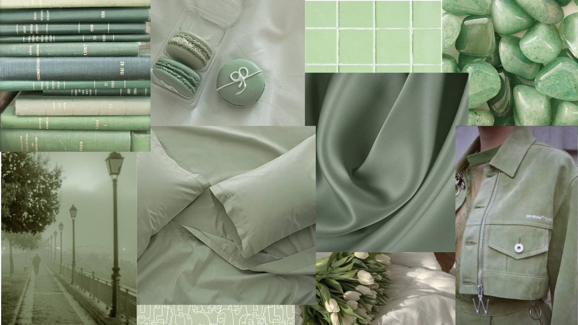 Geacă estetică verde-salvie Fundal