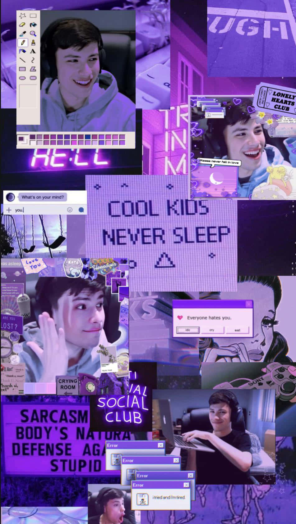 GeorgeNotFound Neon Violet Cu Citate și Ziceri Fundal