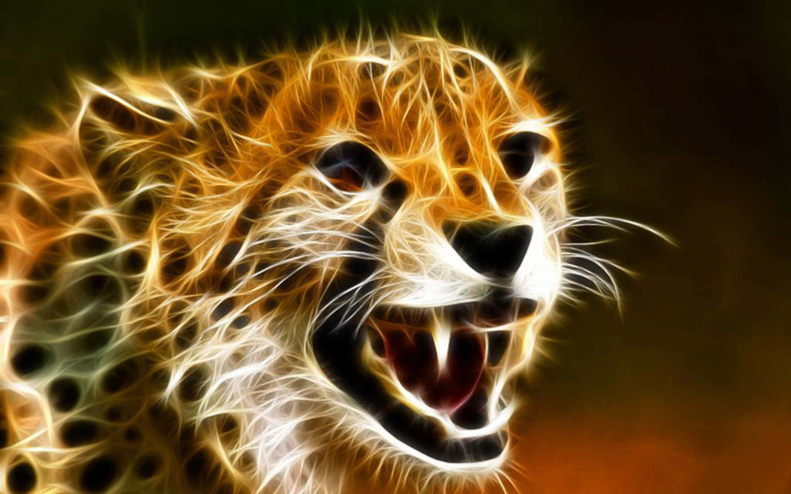 Ghepard Feroce Neon Fundal