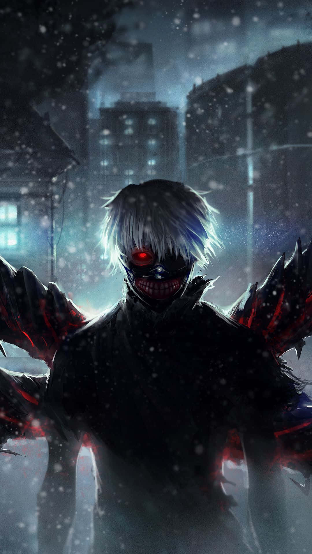 Ghoul cu un singur ochi, Ken Kaneki bântuie Tokyo post-apocaliptic Fundal