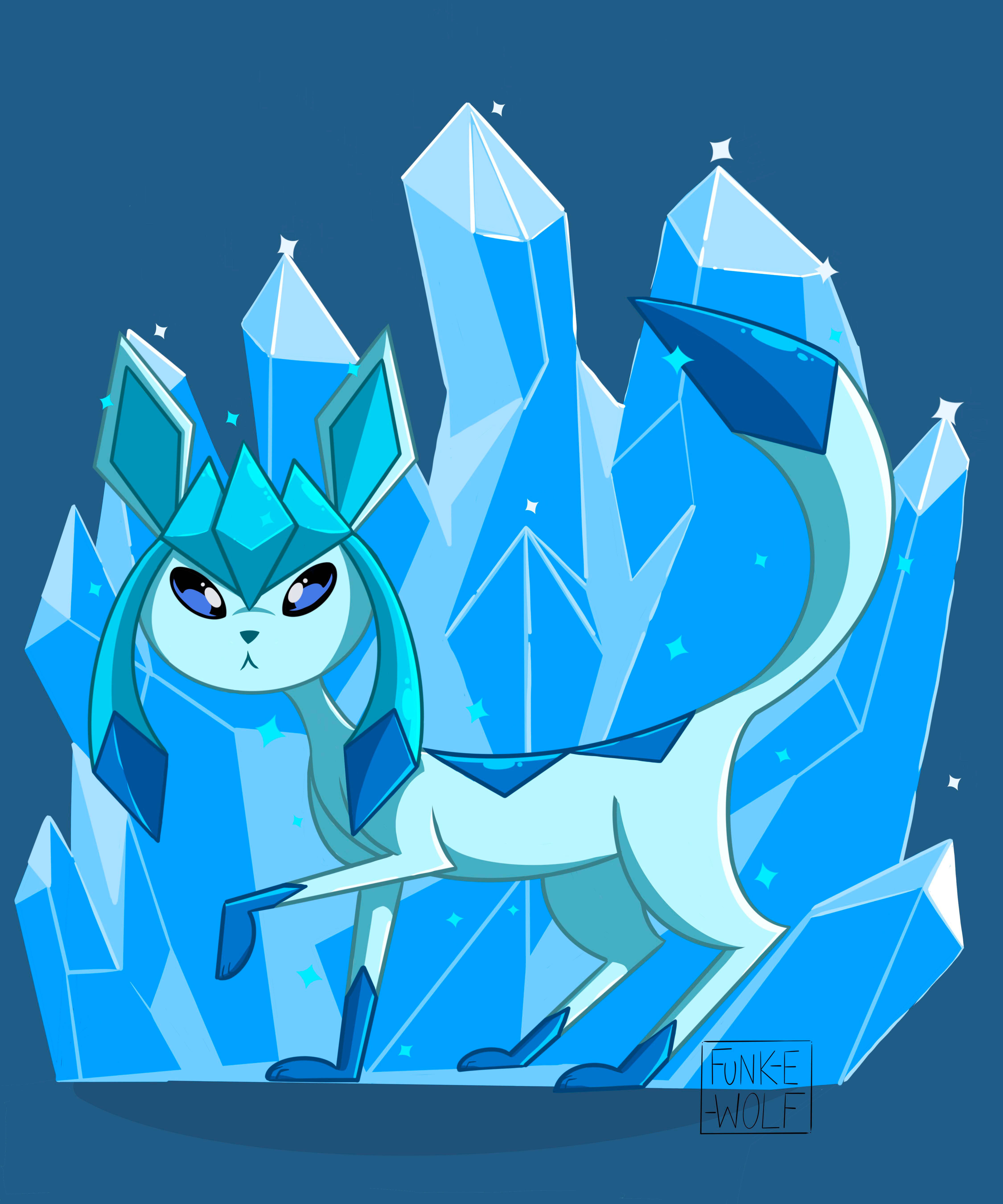 Glaceon Drăguț în Stil Caricatură Fundal