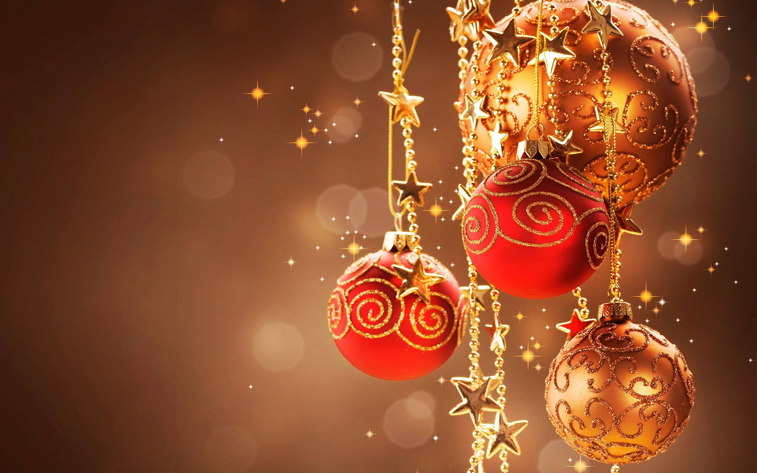 Globuri festive de Crăciun roșii și aurii Fundal