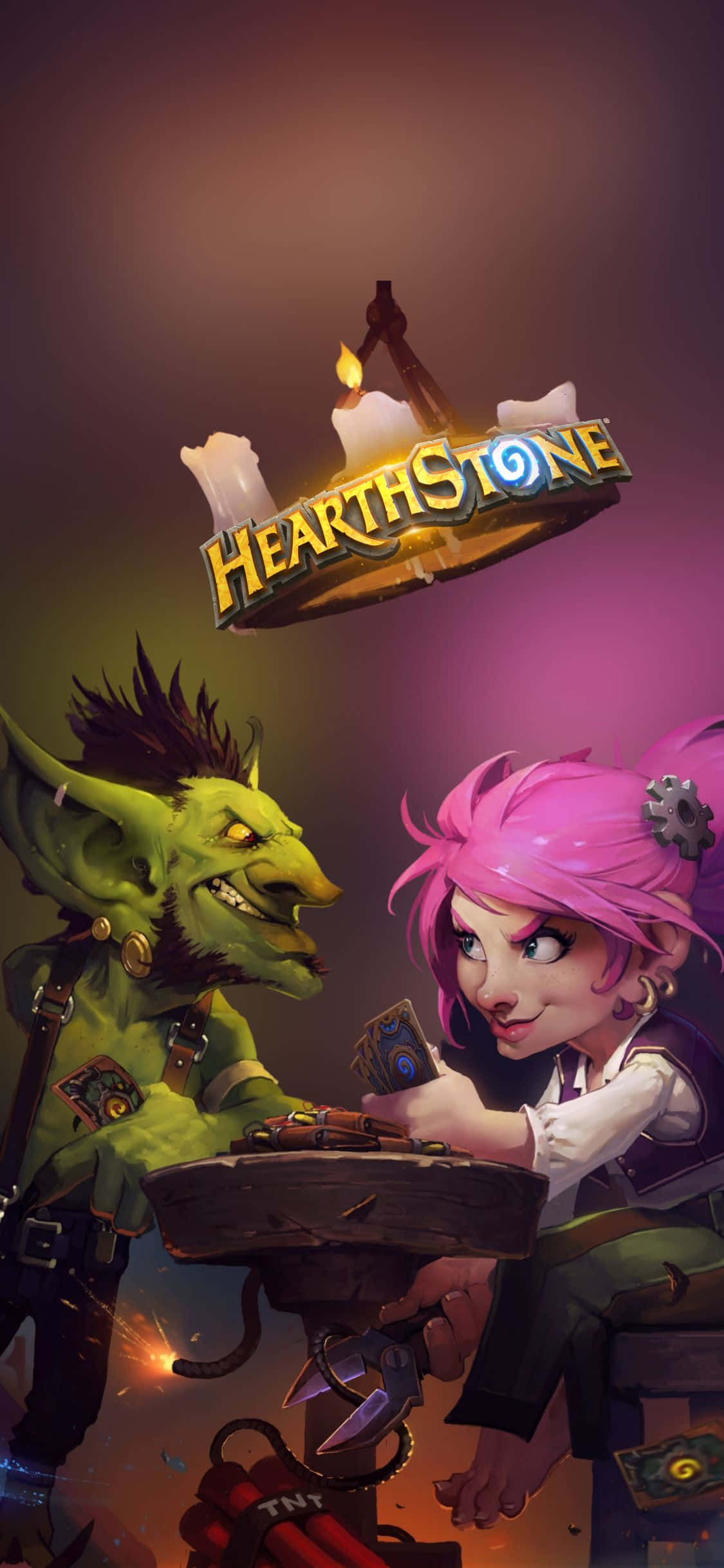 Goblin și Gnome Jucând – Fundal Hearthstone pentru iPhone XS Fundal