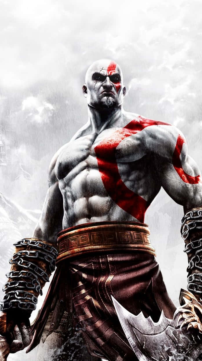 God Of War III Kratos alb estetică Fundal