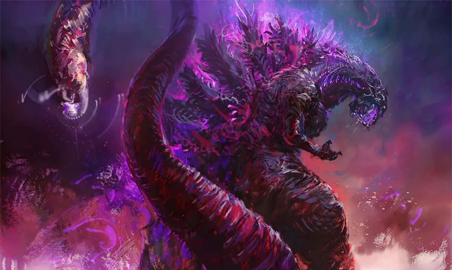 Godzilla Efecte Luminoviolete Estetice Imagine Fundal