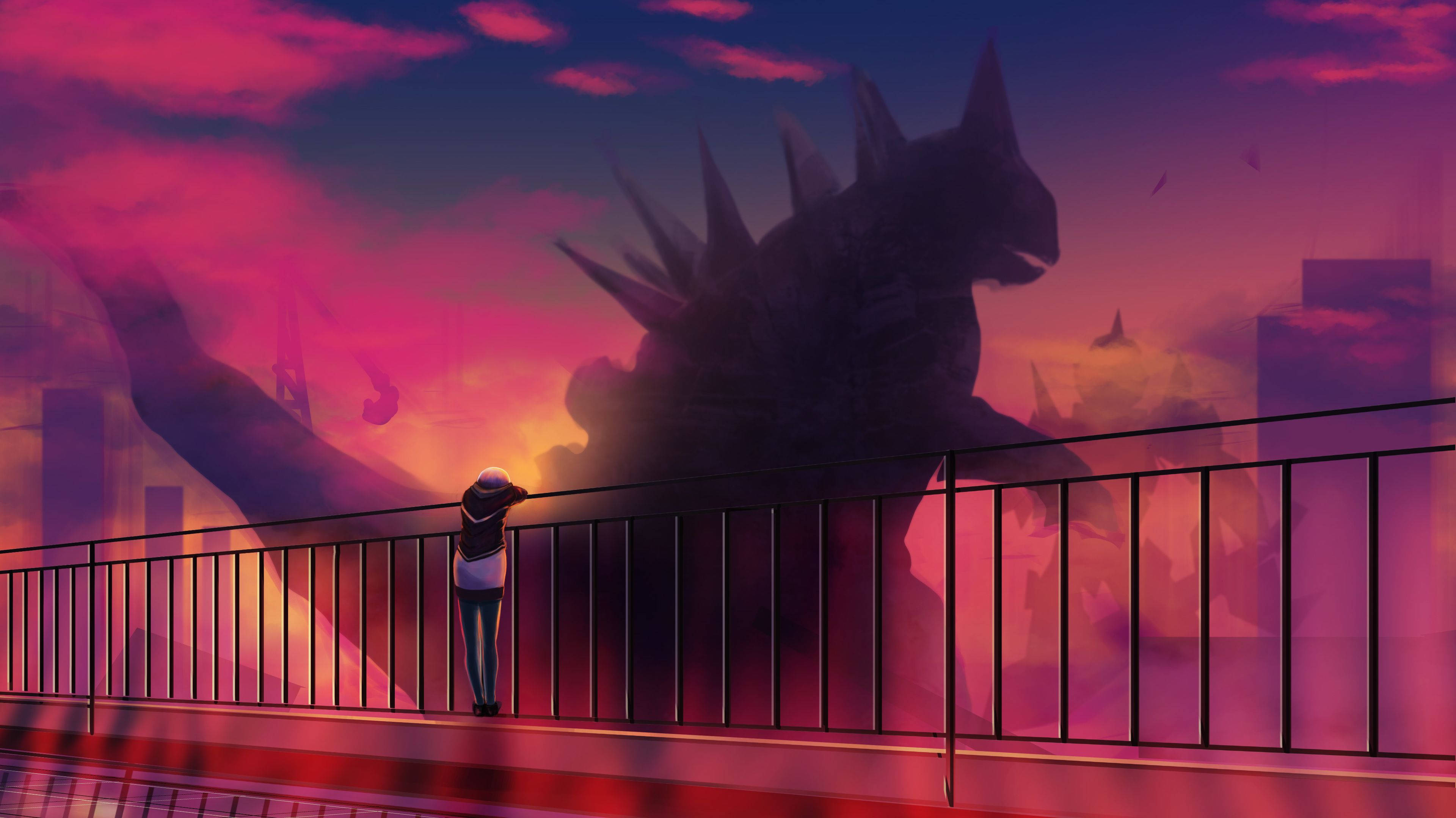 Godzilla roșu anime Fundal