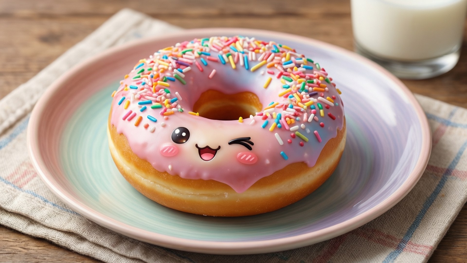 Gogoașă Kawaii și Lapte Fundal