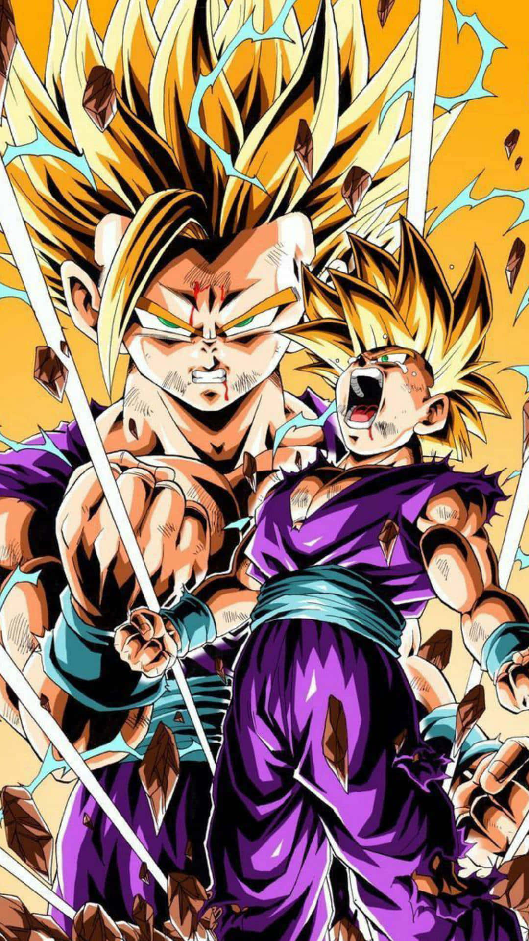 Gohan țipând furios pe iPhone Fundal