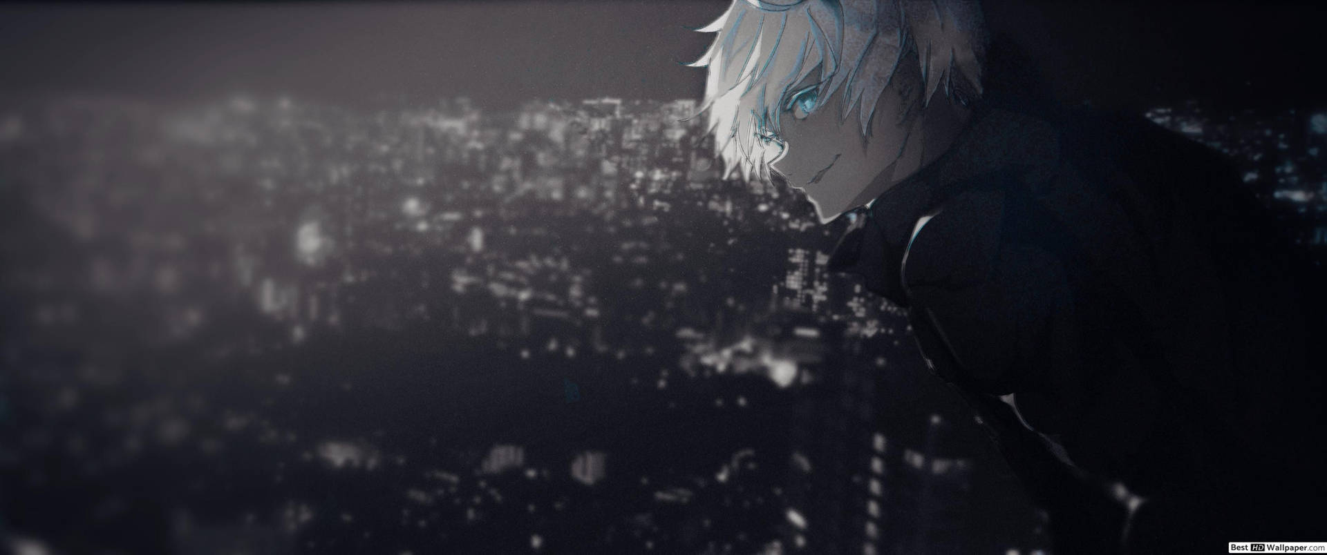 Gojo cu ochi albaștri în wallpaper Jujutsu Kaisen